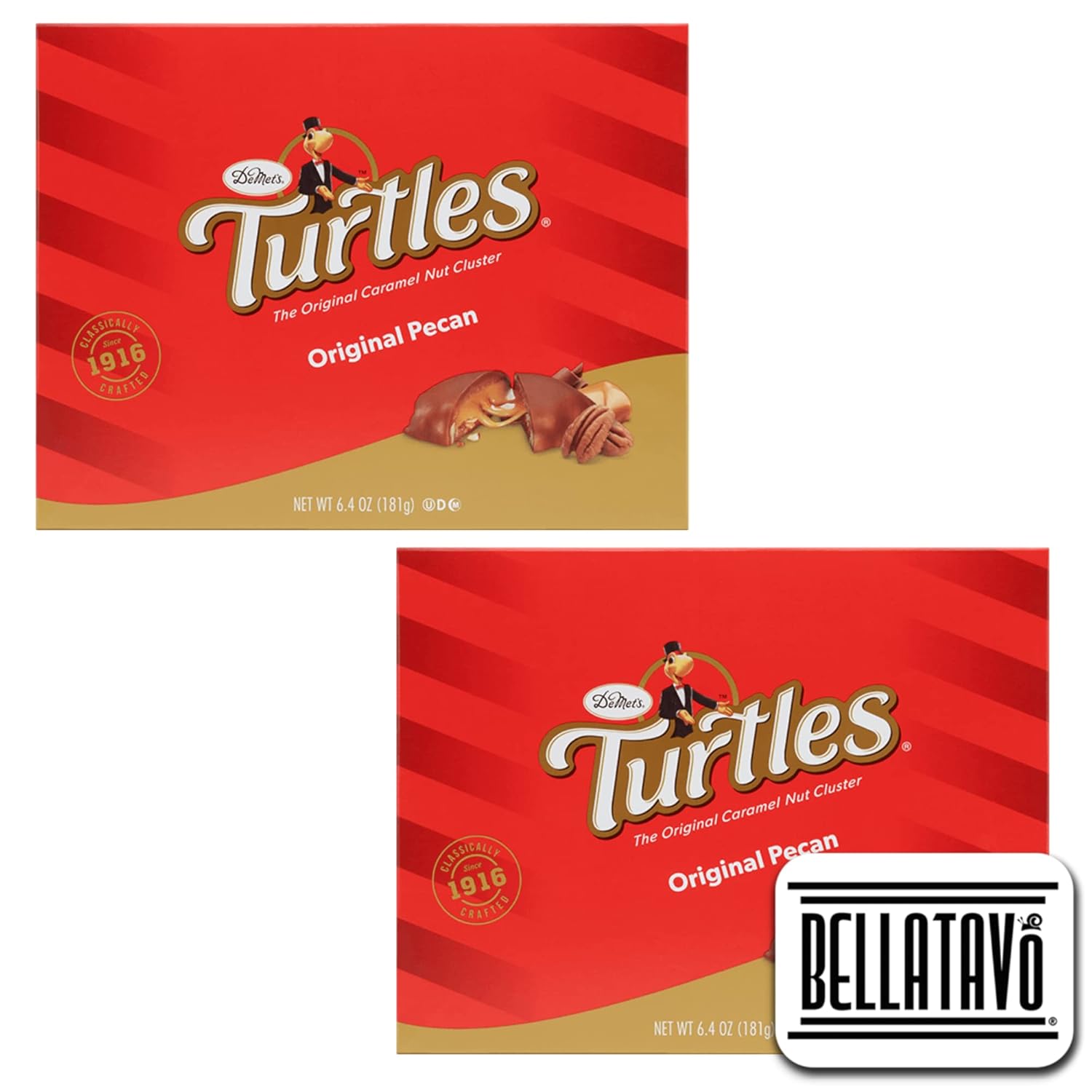 Chocolate Turtles Gift Box Bundle. Includes Two6.4 Oz