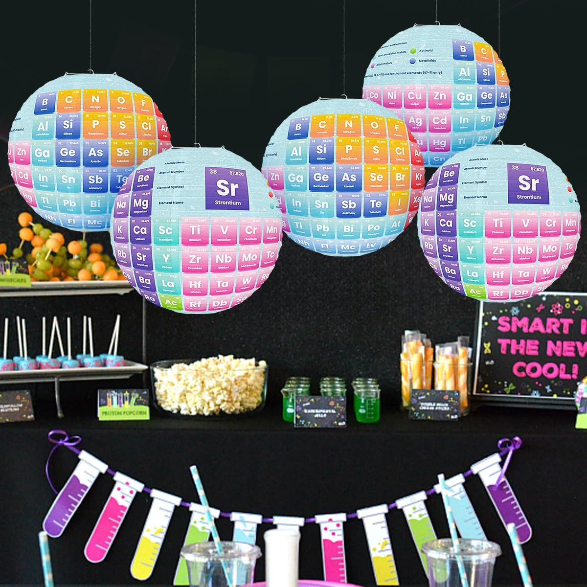 6 Pack Periodic Table Paper Lanterns for Party Decorations 9.8" Periodic Table of Elements Hanging Lanterns Science Chemistry Elements Ornaments for Birthday Room Classroom Decor