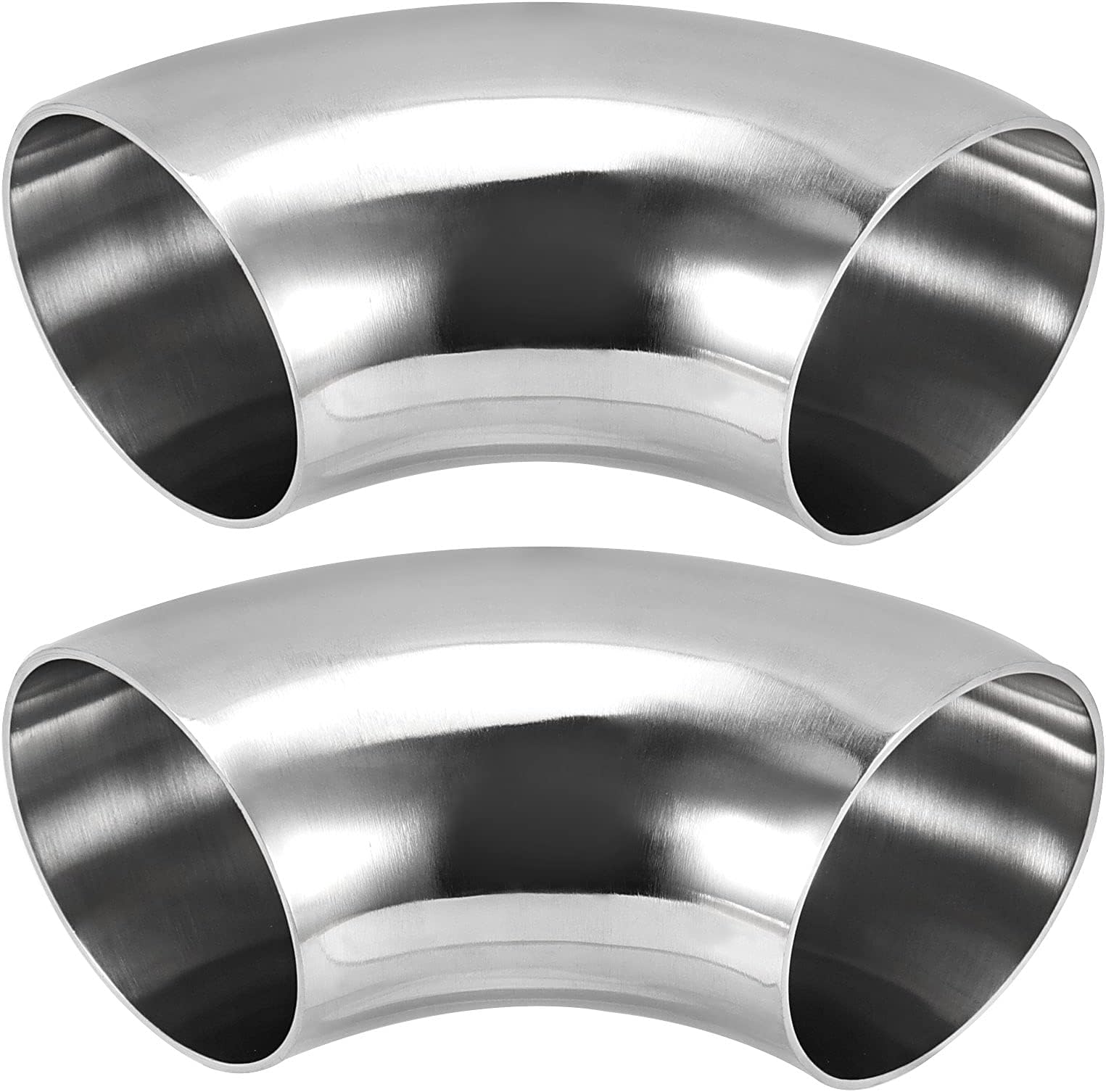 2 Pack 3 Inch 304 Stainless Steel Elbow 90°Mandrel Bend Elbow, Thickness 2mm Stainless Steel 90 Degree Exhaust Elbow for Car Modified Exhaust Elbow Pipe, Stair Handrail