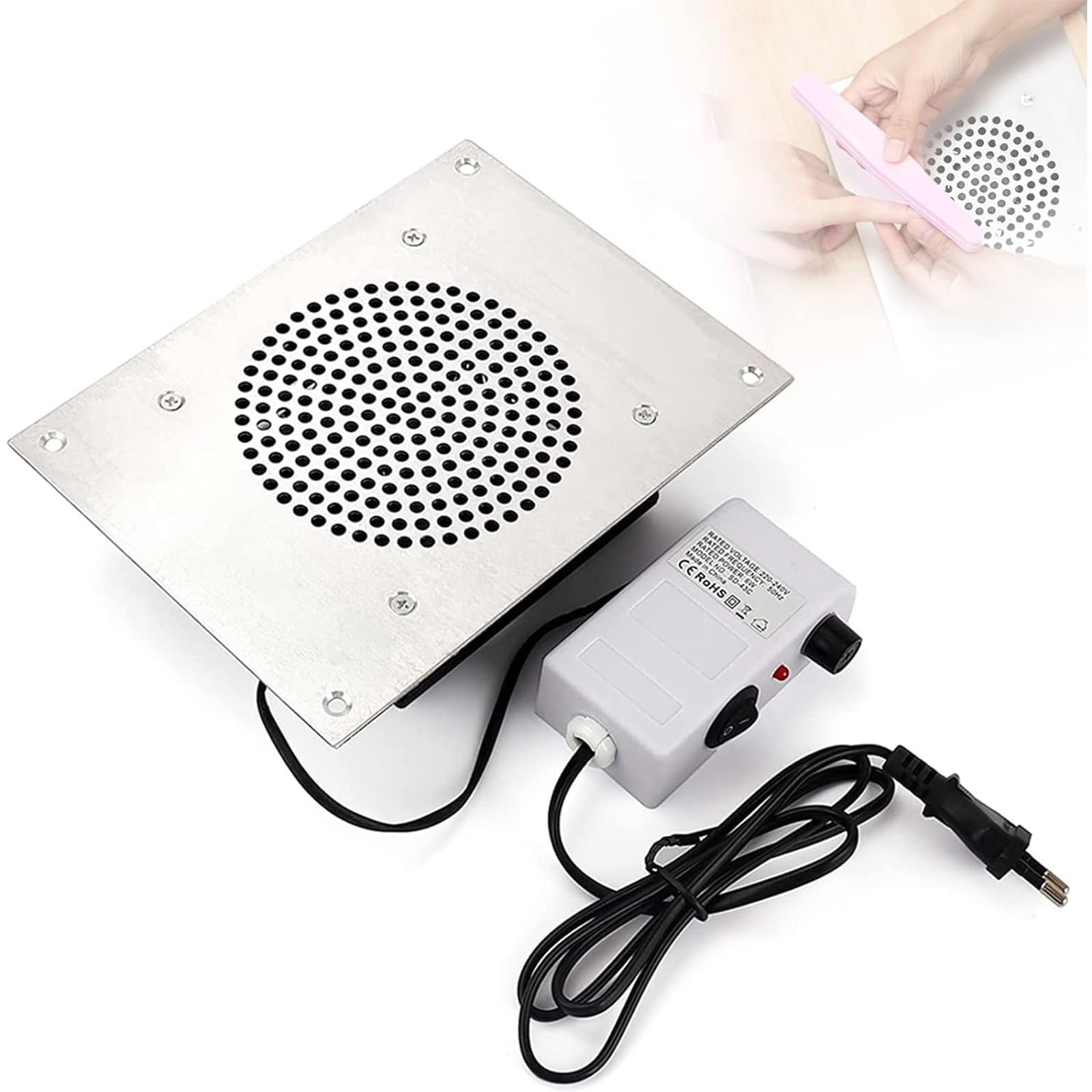 RSTYCUXYZ Built-in Desktop Nail Vacuum Cleaner, High-Power Silent Dust Collector, Multi-Functional Nail Equipment and Tools, Suitable for Beauty Salons