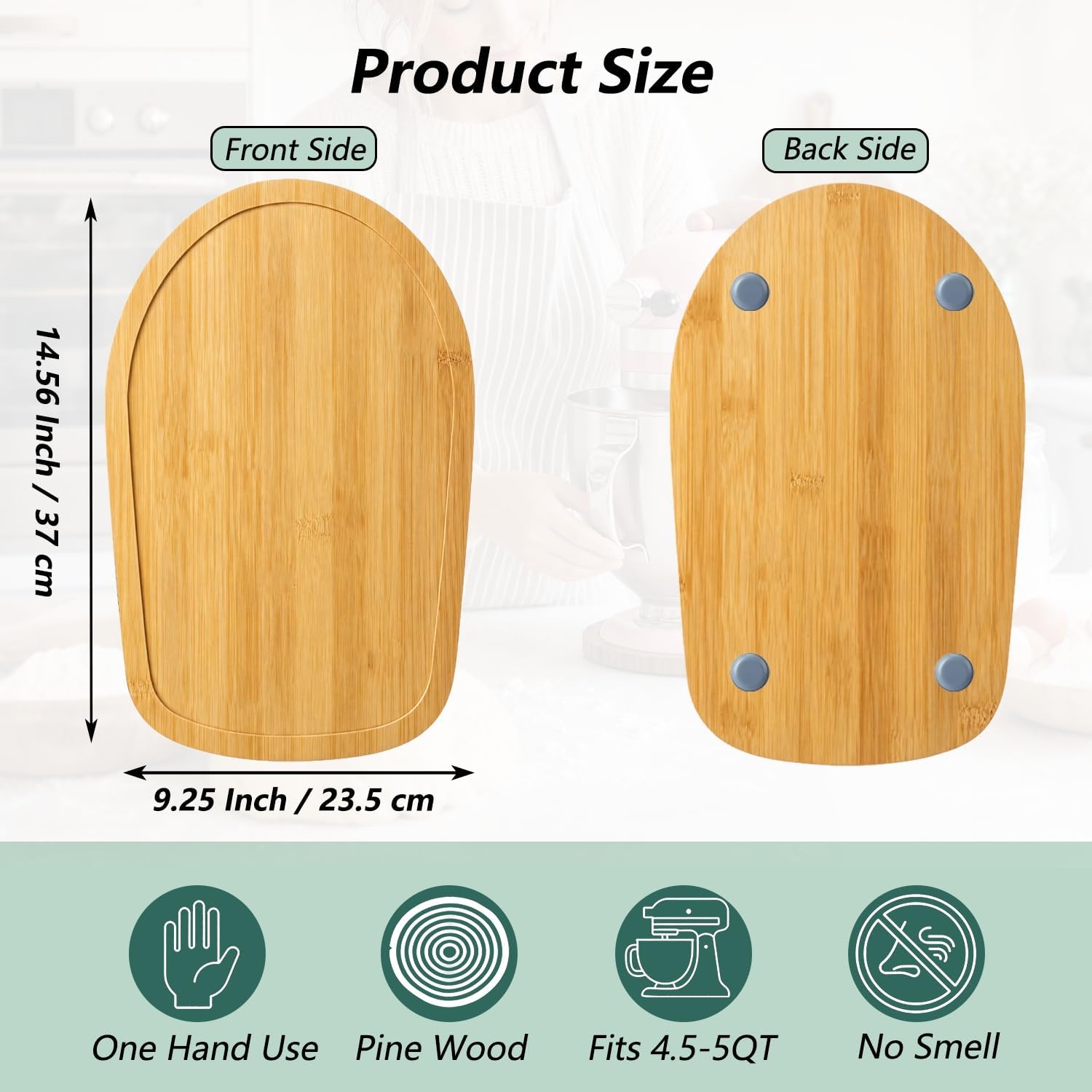 Bamboo Mixer Slider Mat for Kitchenaid Stand Mixer, Artisan 4.5 & 5 Quart Kitchen Aid Accessories and Attachments, Effortless Sliding Kitchen Aid Alider for Countertop Protect