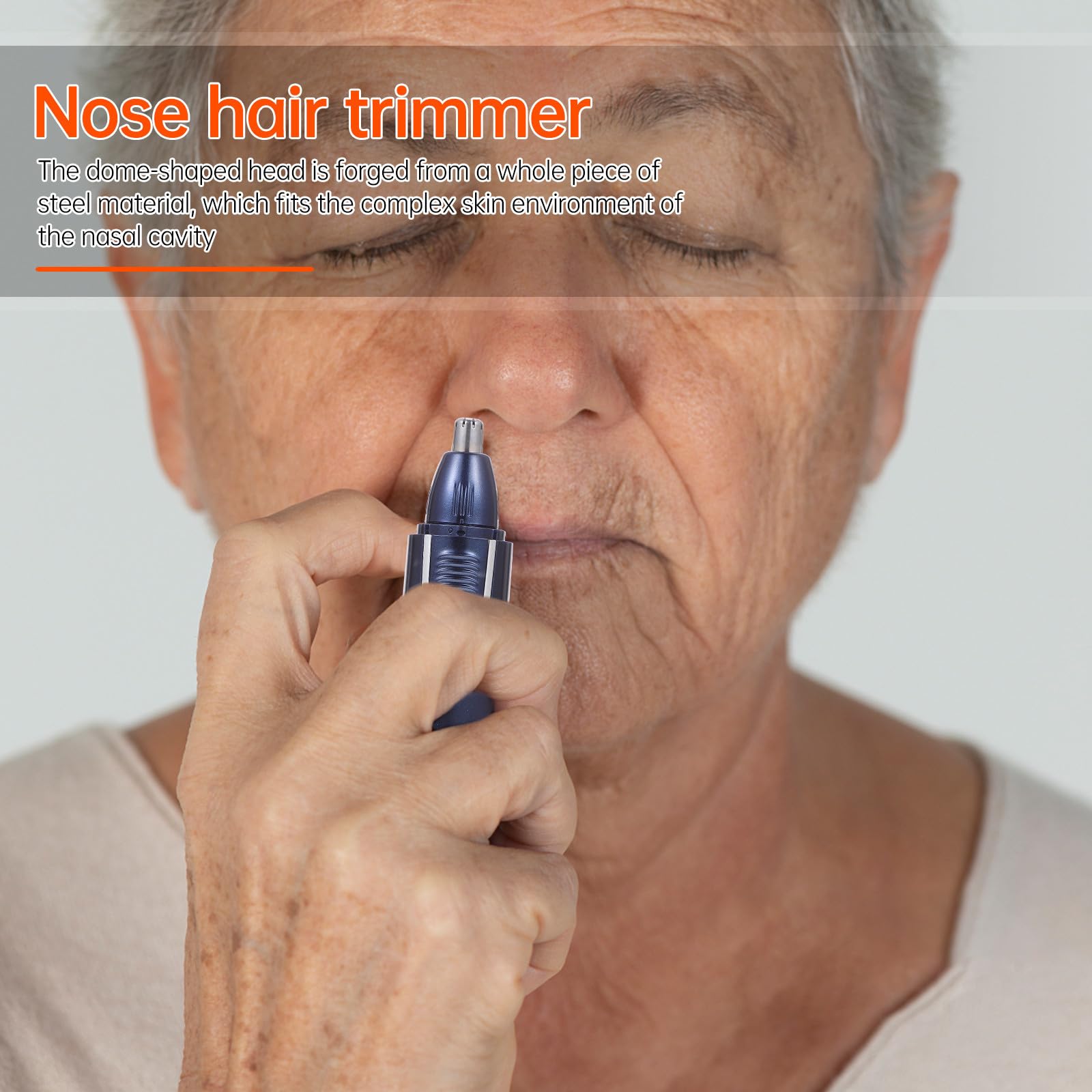 Recortador de Vello Nasal Eléctrico USB para Hombres Azul | Cabezal Abombado, Abs y Acero Inoxidable, Diseño Compacto, No se Oxida