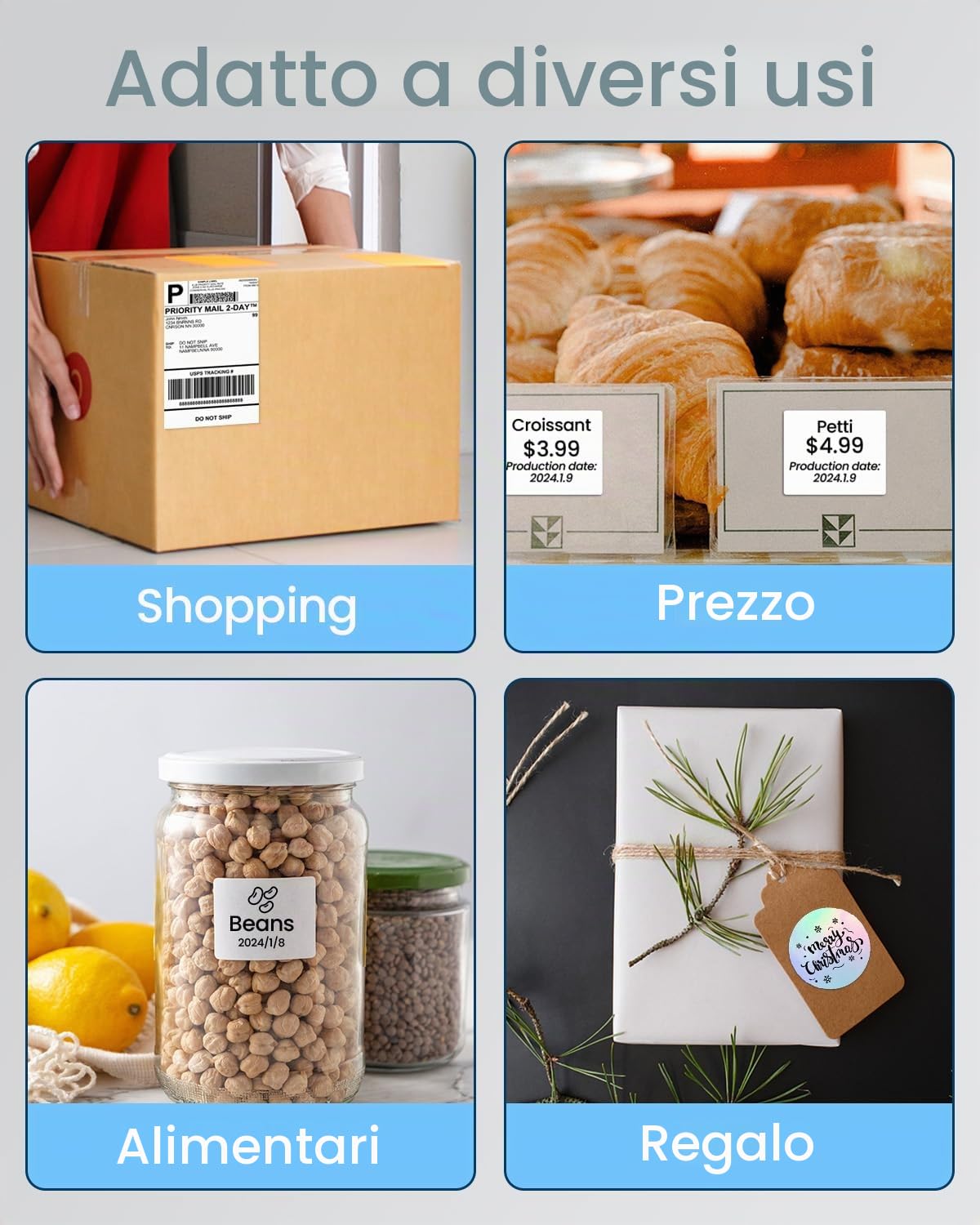 Phomemo 241BT Stampante Termica Etichette Spedizione 4x6, Bluetooth Stampante per Etichette Adesive, Etichettatrice per Piccole Imprese, Compatibile con Amazon, DHL, Etsy, DPD, UPS, Ebay & Shopify