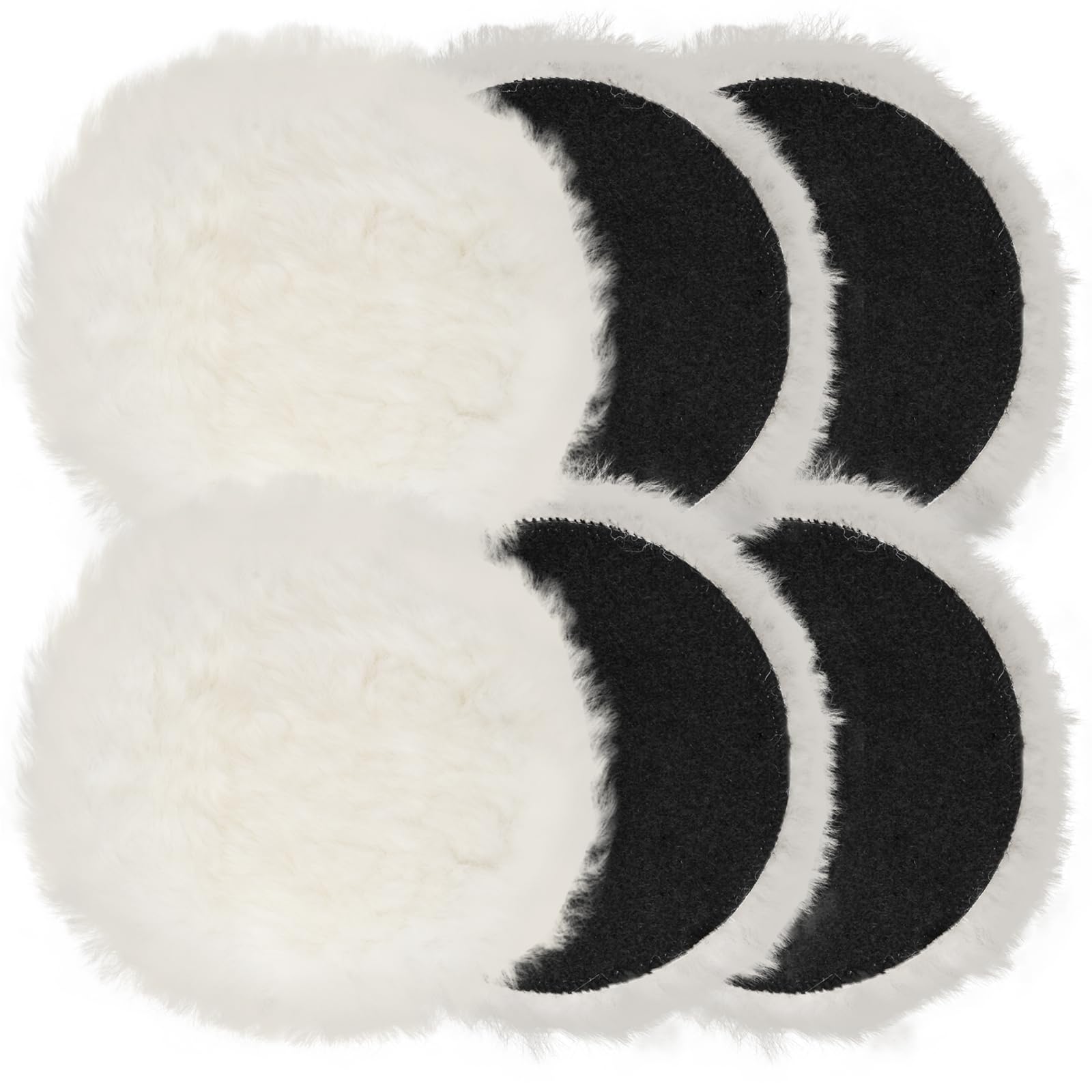 Polieraufsatz Kompatibel mit Bosch Exzenterschleifer, BESPOTCL 6PCS 125mm Lammwolle Polierscheiben Polierpads Polierhauben für Exzenterschleifer mit Klett für Auto, Autoscheinwerfer, Korkböden usw.