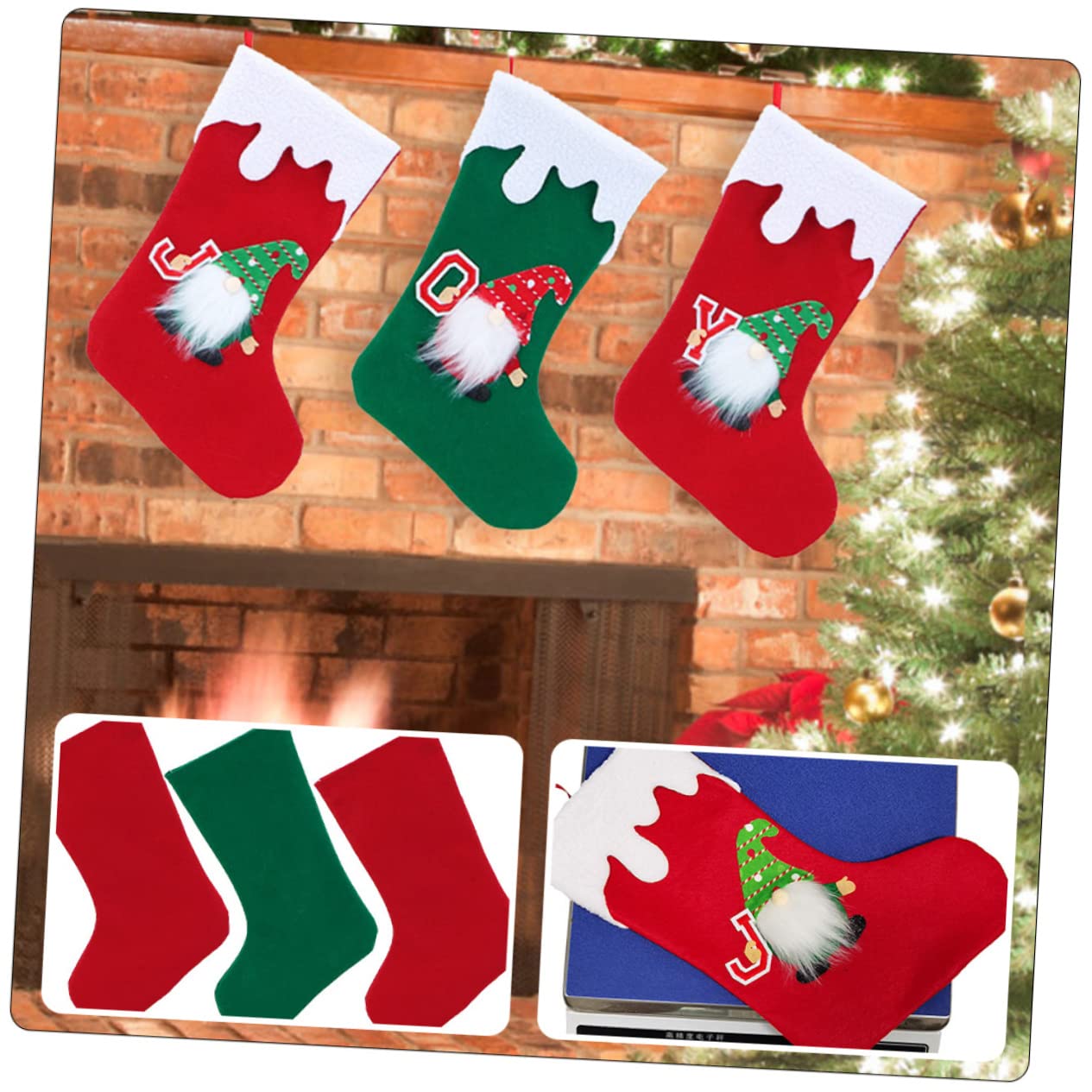 Cabilock 4 Sätze Gesichtsloser Weihnachtsstrumpf Weihnachtsfilzstrümpfe Weihnachtsvorrat Weihnachten Ornamente Urlaub Schöner Weihnachtsstrumpf Weihnachtsdekoration Vlies 3 Stück * 4