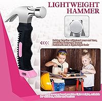 Vista 5 de 2 martillos pequeños de 8.8 onzas, martillo de garra multiusos, mini martillo rechoncho de uñas con mango de goma suave, herramientas de campamento