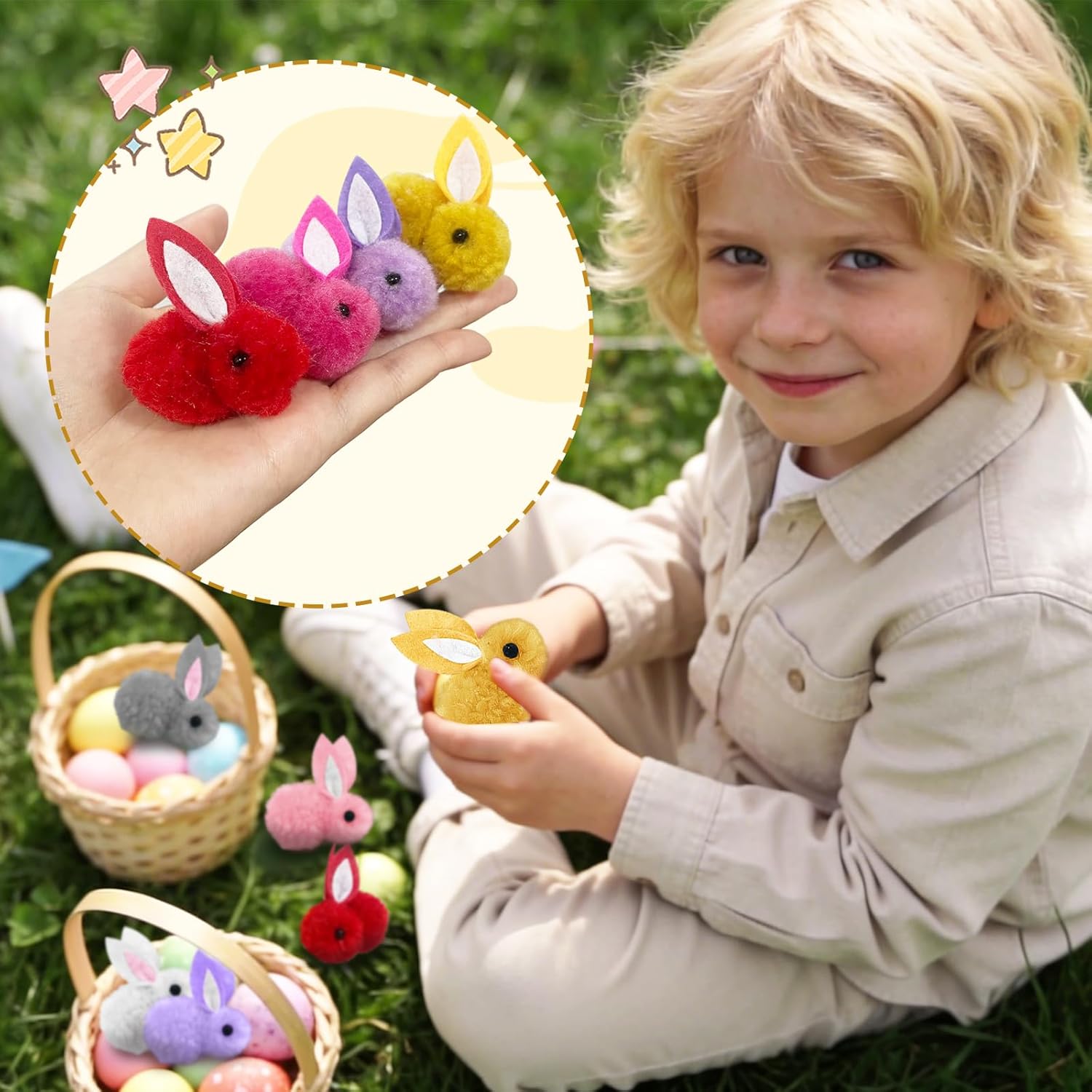 Baaxxango 48 Pcs Easter Bunnies Plush Animals,Mini Stuffed Rabbit,Soft Tiny Stuffed Animals Bunnies Plush Rabbit for Easter Eggs Fillers Basket Stuffers Party Favors Gifts