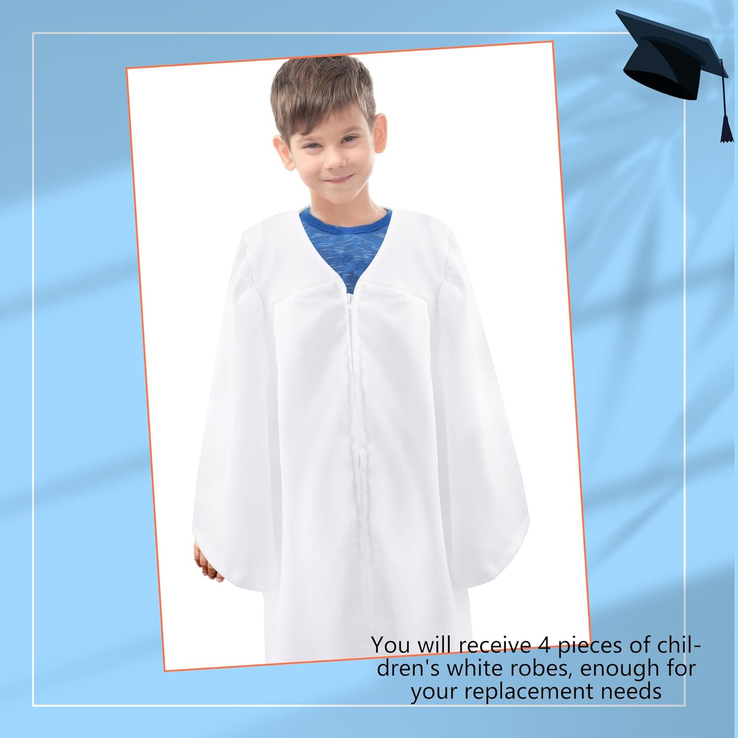 4 Pack Kids Unisex Matte Choir Robes Judge Robes Costume for Boys Girls Baptism Church Pastor Judge Costume