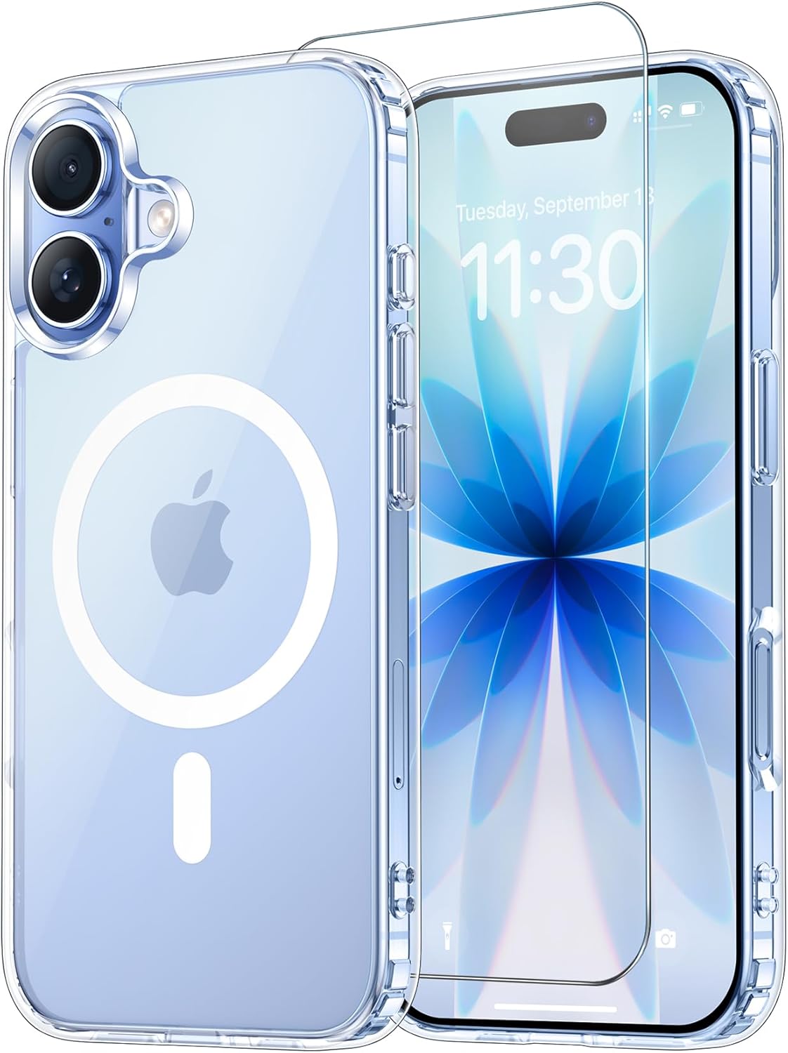 Product image of Temdan for iPhone 17 Case Clear with Screen Protector, [Compatible with Magsafe][Anti-Yellowing][Military-Grade Protection] Shockproof Slim Magnetic Phone Case Cover, Transparent