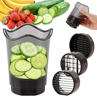 Fruit Slicer Cup, Strawberry Slicer with Stainless Blades, Detachable Fruit Slicers with Push Plate, Strawberry Cutter for Banana, Cucumber, Grape, Egg, Kitchen Gadgets