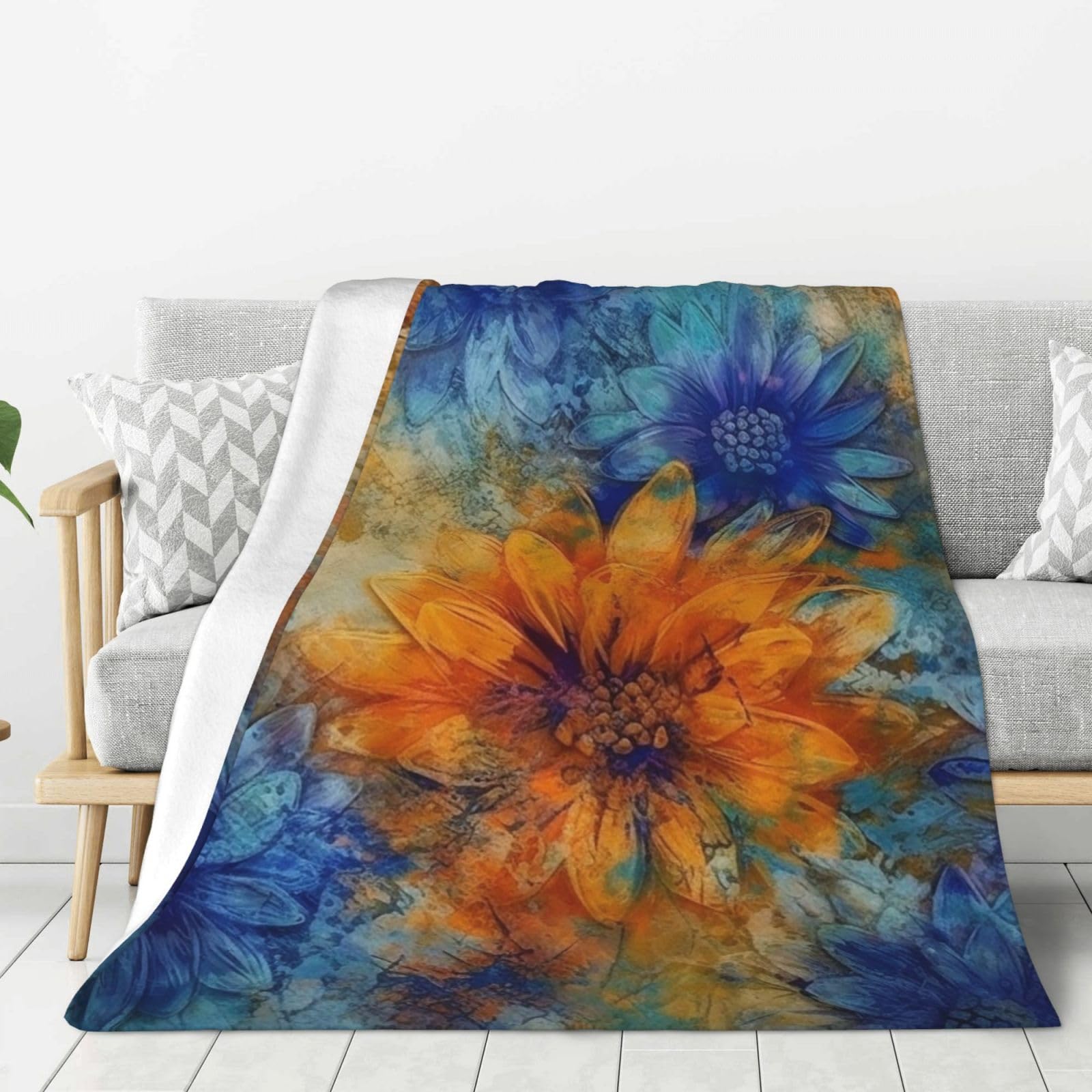 Couverture en flanelle légère toutes saisons, plaid doux pour lit et sofa 152x127cm