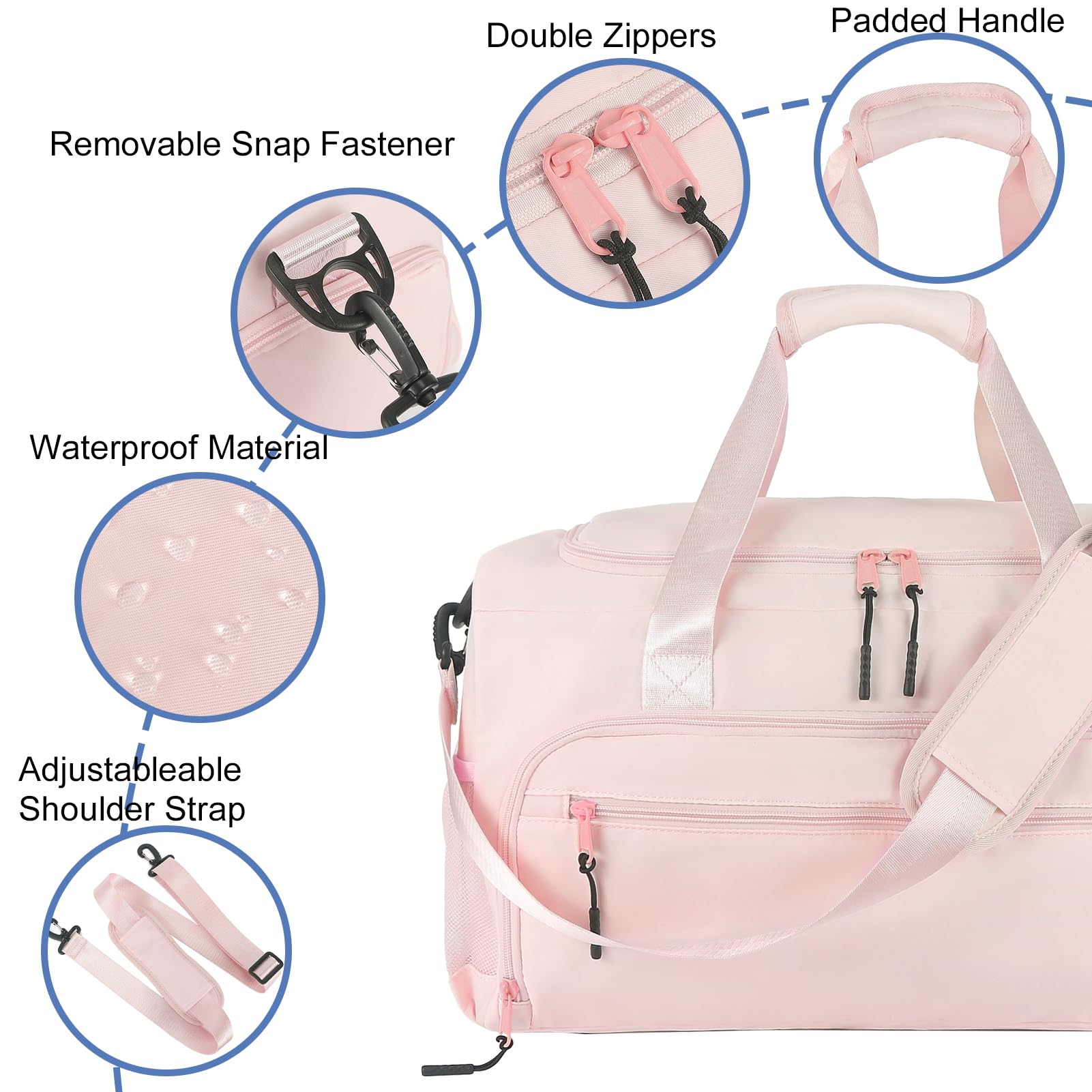 Bolsa de Gimnasio para Hombres y Mujeres, pequeña Bolsa de Deporte con Bolsillo húmedo y Compartimento para Zapatos, Resistente al Agua, Bolsa de Lona para Fin de Semana