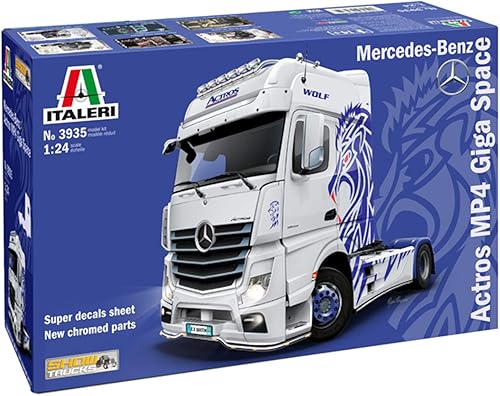 Italeri 3935S - 1:24 M-B Actros MP4 Show GigaSpace, Edificio, Fabricación de modelos de soporte, manualidades, aficiones, pegado, kit de plástico,