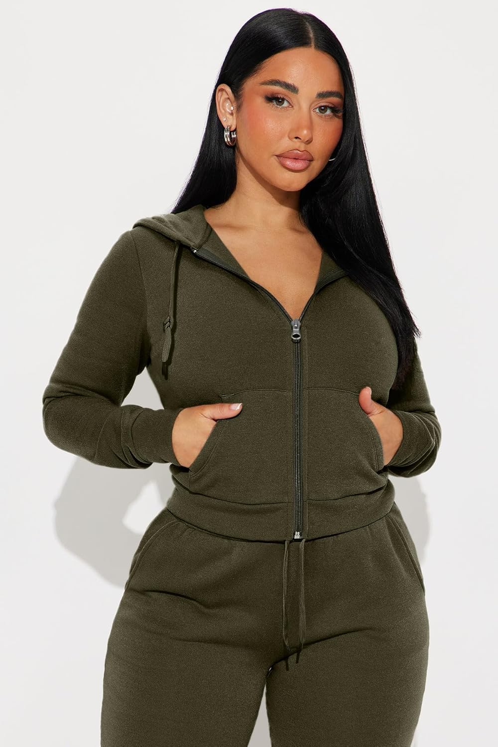 CLOCOR Women 2 Piece Outfits Sweatsuit Long Sleeve Zip-Up Hoodie Fall Winter Casual Jogger Sweatsuit Sets with Pocket - Image 2