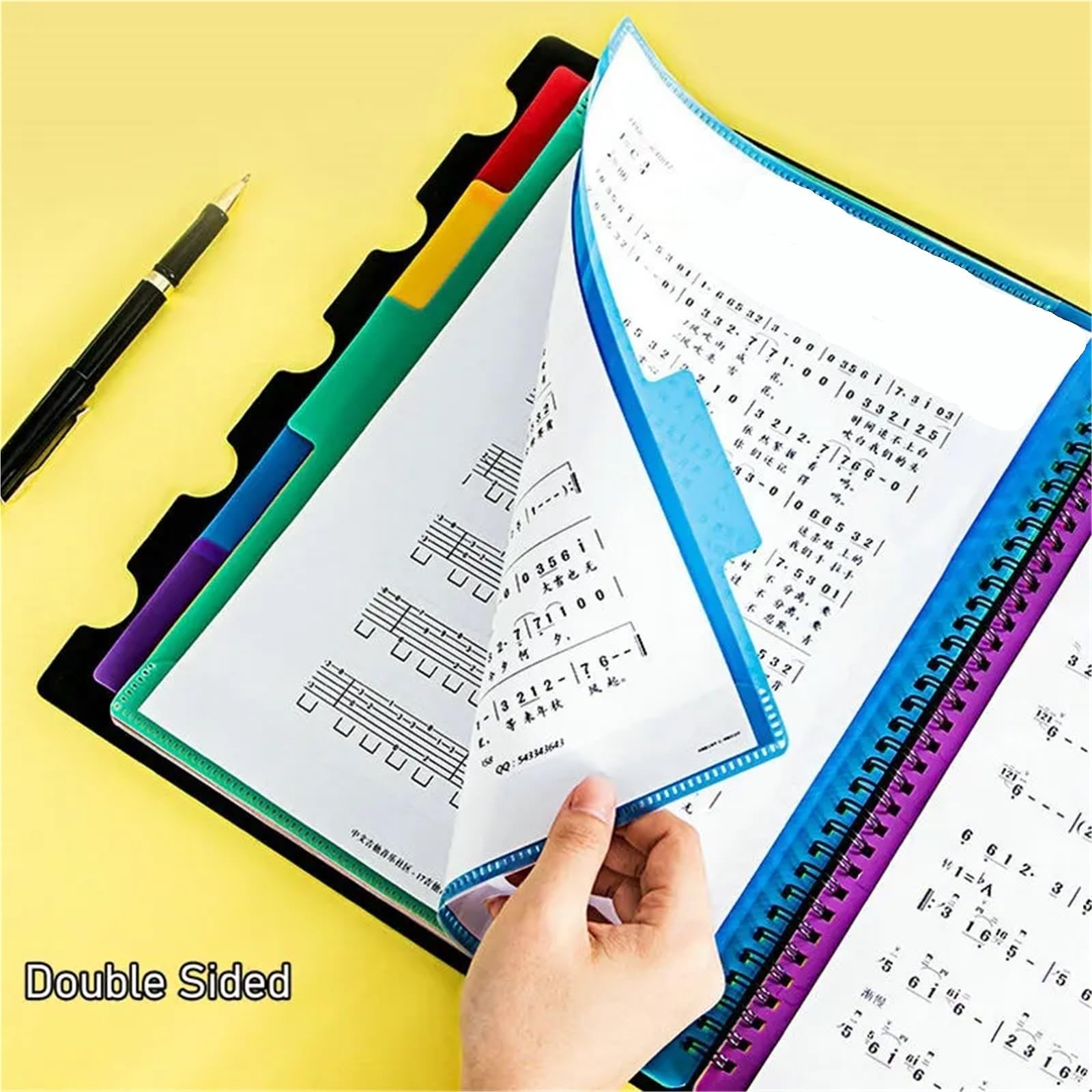 Carpeta de archivos partituras musicales A4, soporte papel for hojas música, carpeta partición Piano paisaje for para Partituras, Archivos(Black Gold-20sheets)