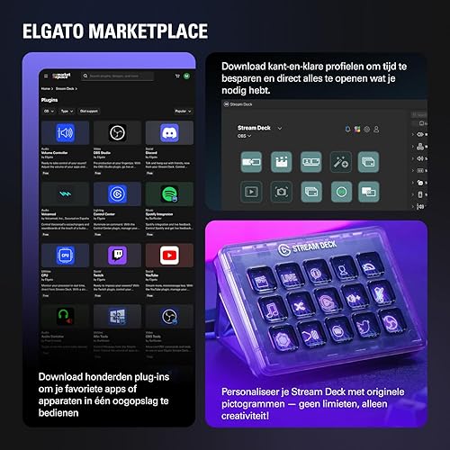Vista 7 de Elgato Stream Deck + White - Studio Controller with LCD Keys, Dials, and Touch Strip for Post Production in Adobe Premiere Pro, Photoshop, DaVinci