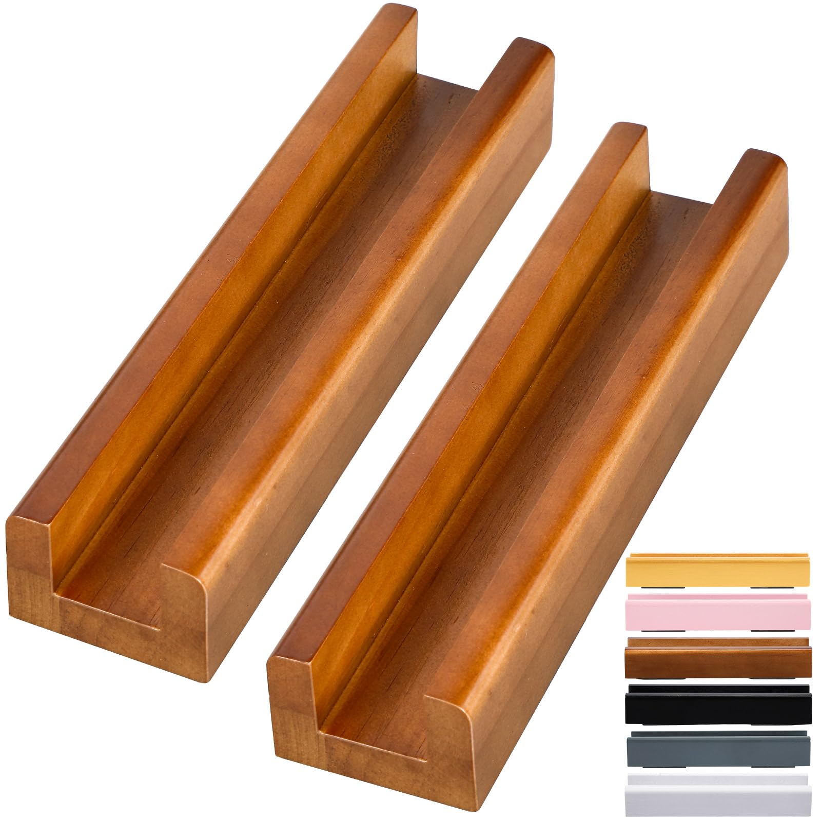 Colingmill 2 Pcs Wooden Floor Mirror Stand Anti Slip Base for Full Length Mirrors Stable Support Holder Bracket with Enlarged Non Slip Pads for Home Mirror Frames (9.8 x 2.3 x 1.5 Inches,Brown)