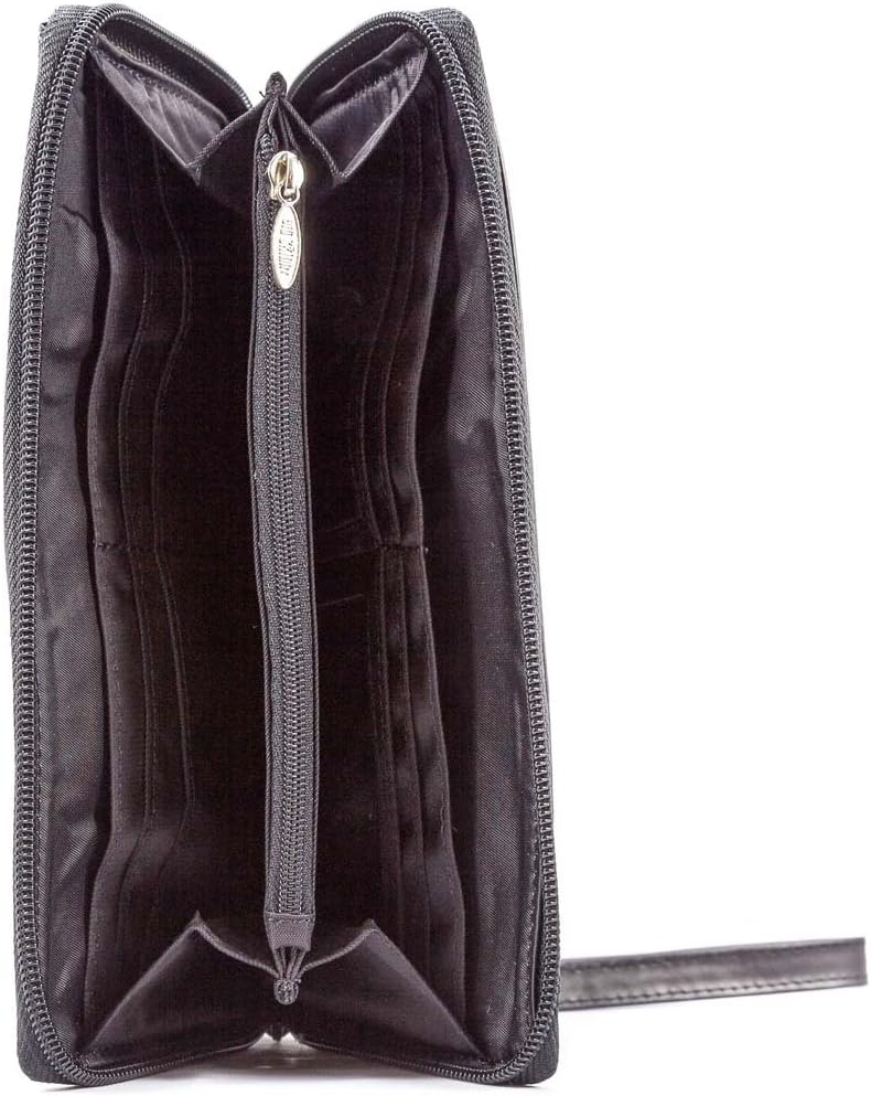 Big Skinny Women's Panther Leather Clutch Slim Wallet, Holds Up to 40 Cards