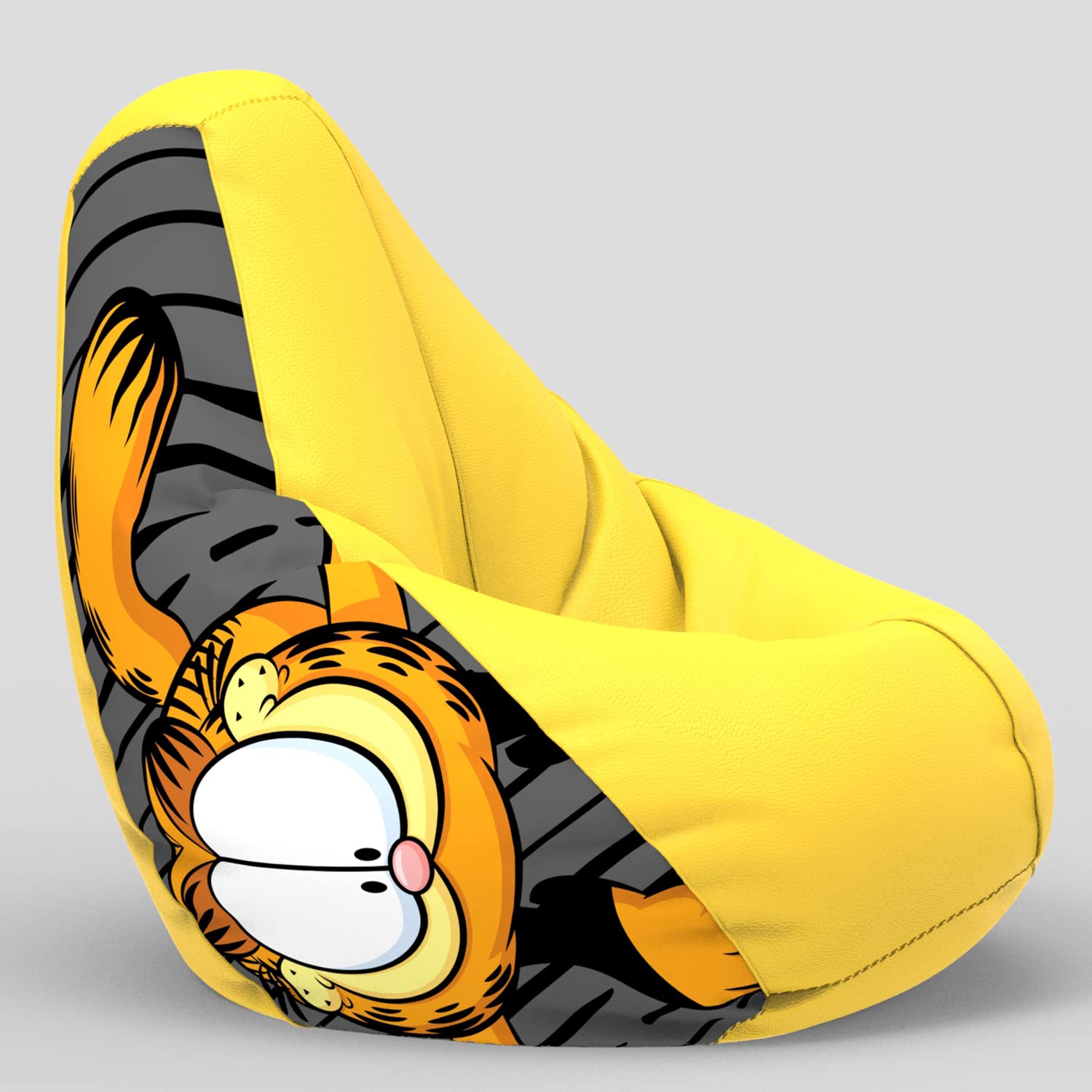 Pi Bean Bags - Bean Bag with Beans Filled - XXXXL - Official: Garfield - for Adults - Max User Height : 5.5 Ft.-Weight : 80 Kgs - Prefilled Bean Bags (Garfield_Artwork-1 - Yellow)