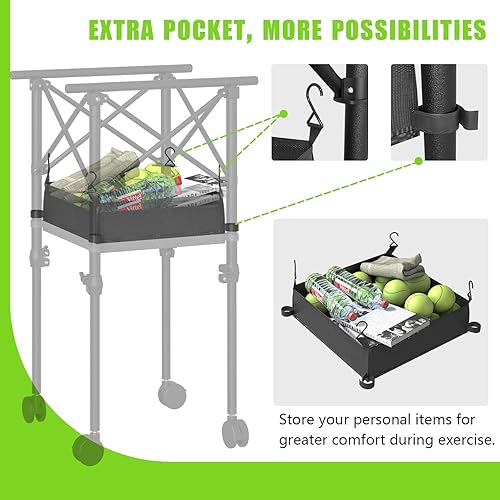 Miniatura 5 de Recogida de pelotas de tenis con ruedas - Cesta de pelotas de tenis plegable y ajustable en altura con bolsa de almacenamiento de pelotas y