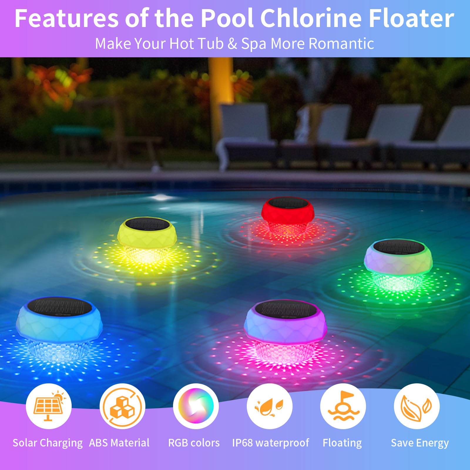 Lampe Solaire Piscine Flottante Diffuseur Chlore Piscine avec Lumière Solaire LED Distributeur de Chlore Flottant avec télécommande Libération Réglable & Ouverture Facile Doseur Flotteur Solaire