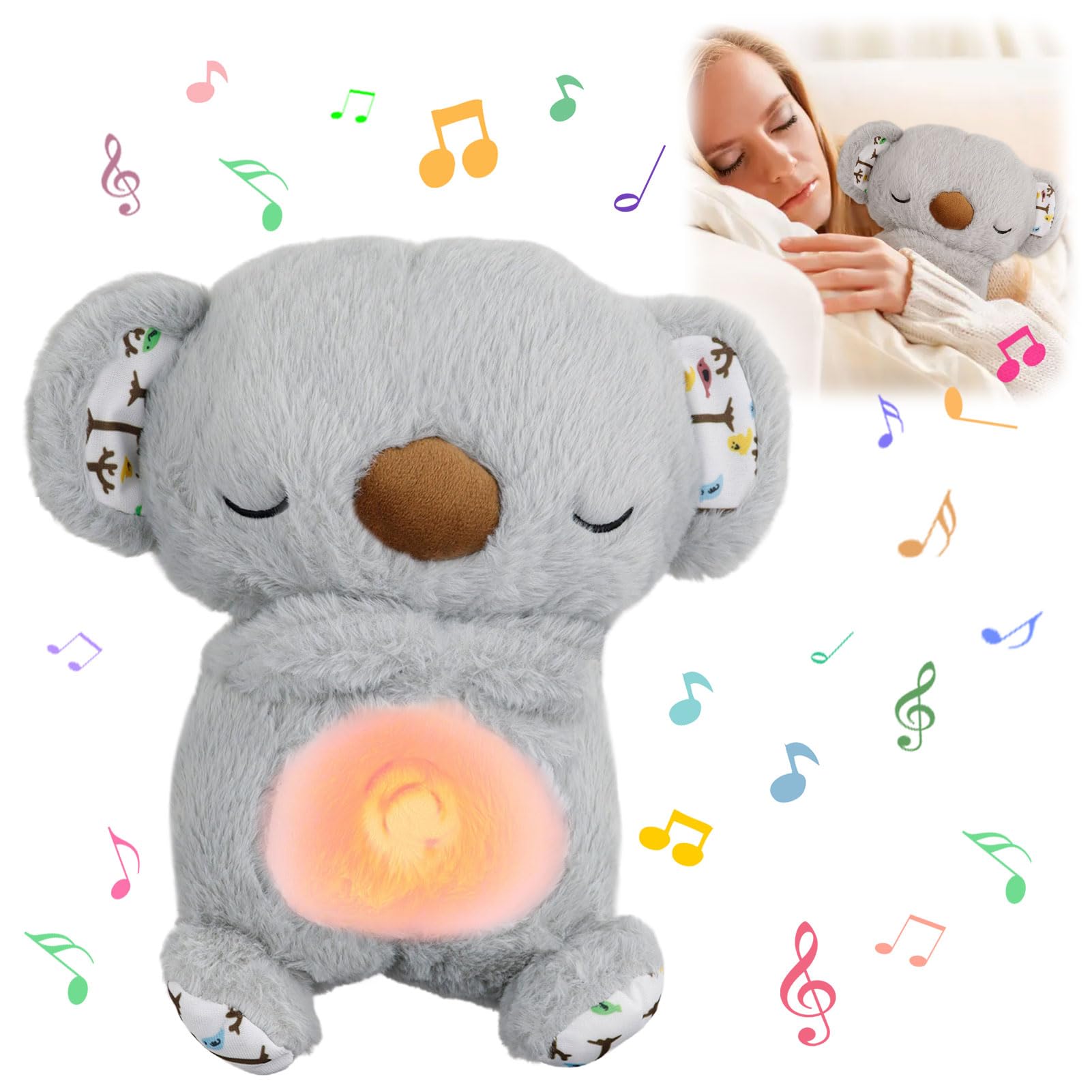 Nutria Bebe Dormir, con Luces Musicales y Movimientos Respiratorios Rítmicos, Peluche Que Respira para Dormir, Peluche Que Respira para Ansiedad, Peluche Dormir, Regalos para Bebes Recien Nacidos