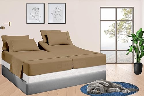 Juego de sábanas divididas tamaño King de 5 piezas para cama ajustable, tamaño individual XL, juego de sábanas divididas, 100% algodón, 400 hilos, disponible en Yaxa Peru