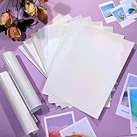 Vista 4 de 30 hojas de papel adhesivo holográfico de 10 estilos, láminas laminadas holográficas, vinilo transparente, impermeable, superposición holográfica