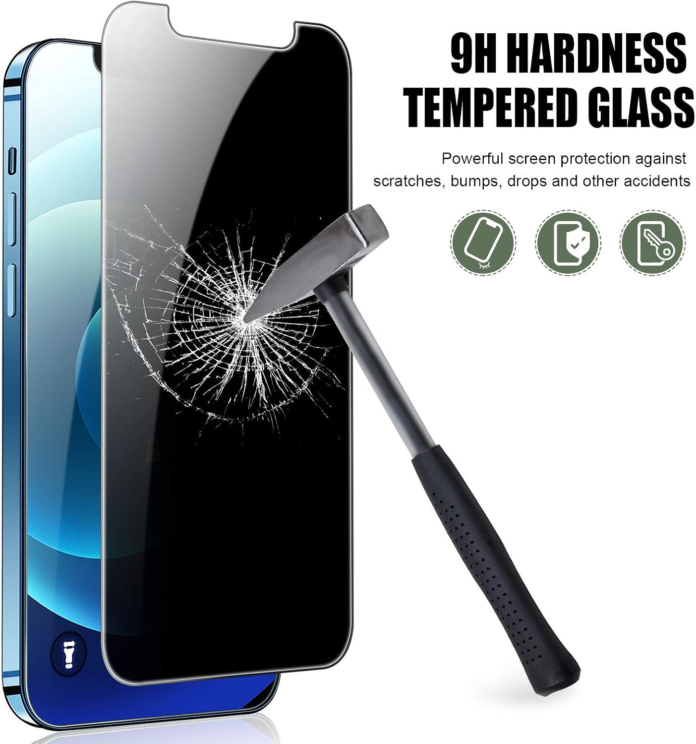 [5 Pack] Volluroy 2 Pack Privacy Screen Protector for iphone 12 Pro Max with 2 Pack Camera Lens Protector & 1 Pack Clear Tempered Glass Film, Case Friendly Anti Spy Easy Installation Frame 6.7 inch