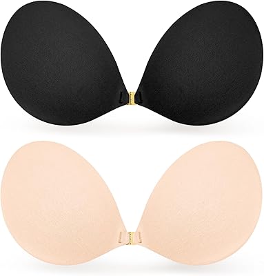 Adhesive Bra Push Up Sticky Strapless Bra, 2 Pack Invisible Backless Novelty Bras for Women