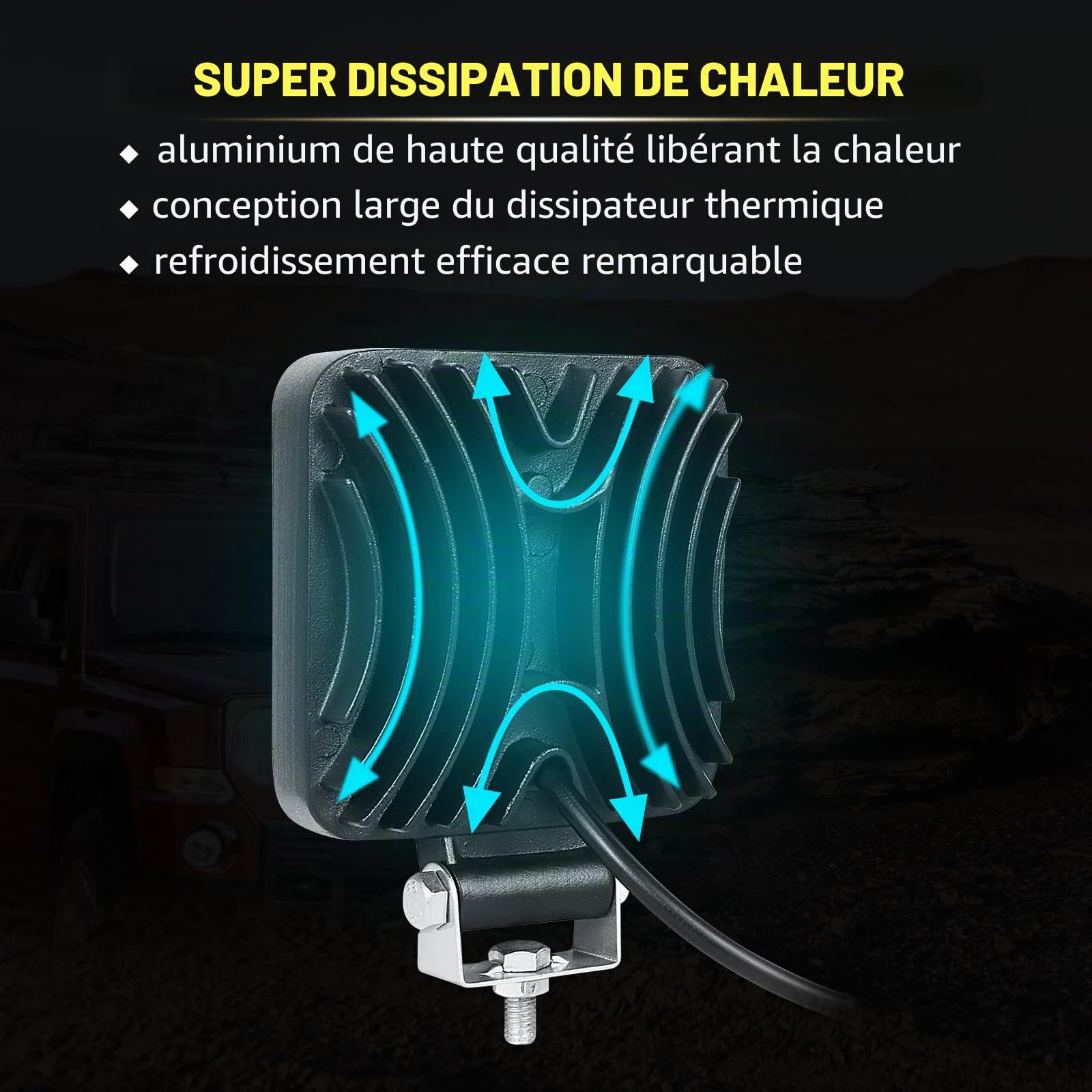 Willpower 4PCS Phare de Travail LED 3.3'' 48W Projecteur LED 12V 24V Etanche IP67 Spot Feux Antibrouillard pour 4x4 Voiture Camion Tracteur SUV Bateau Quad Vehicule