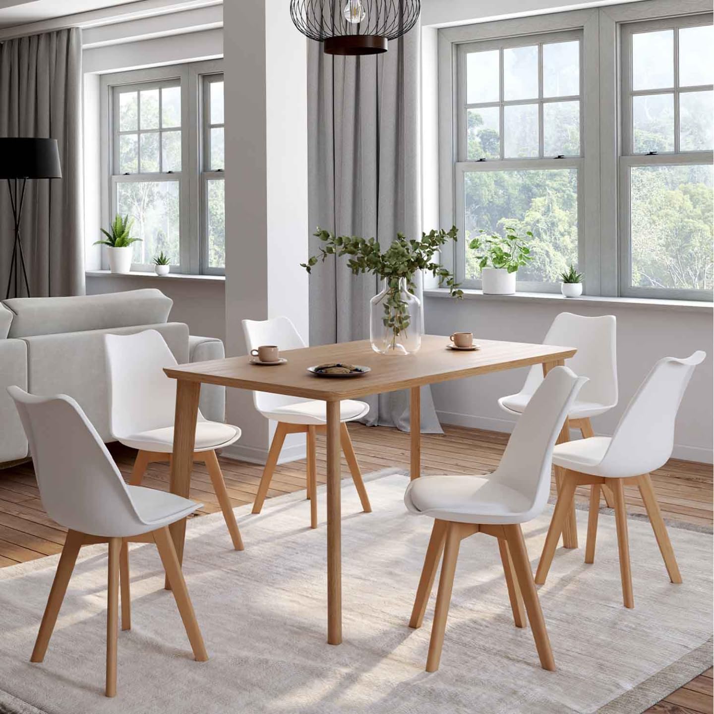 IDMarket - Lot de 6 chaises scandinaves SARA Blanches pour Salle à Manger