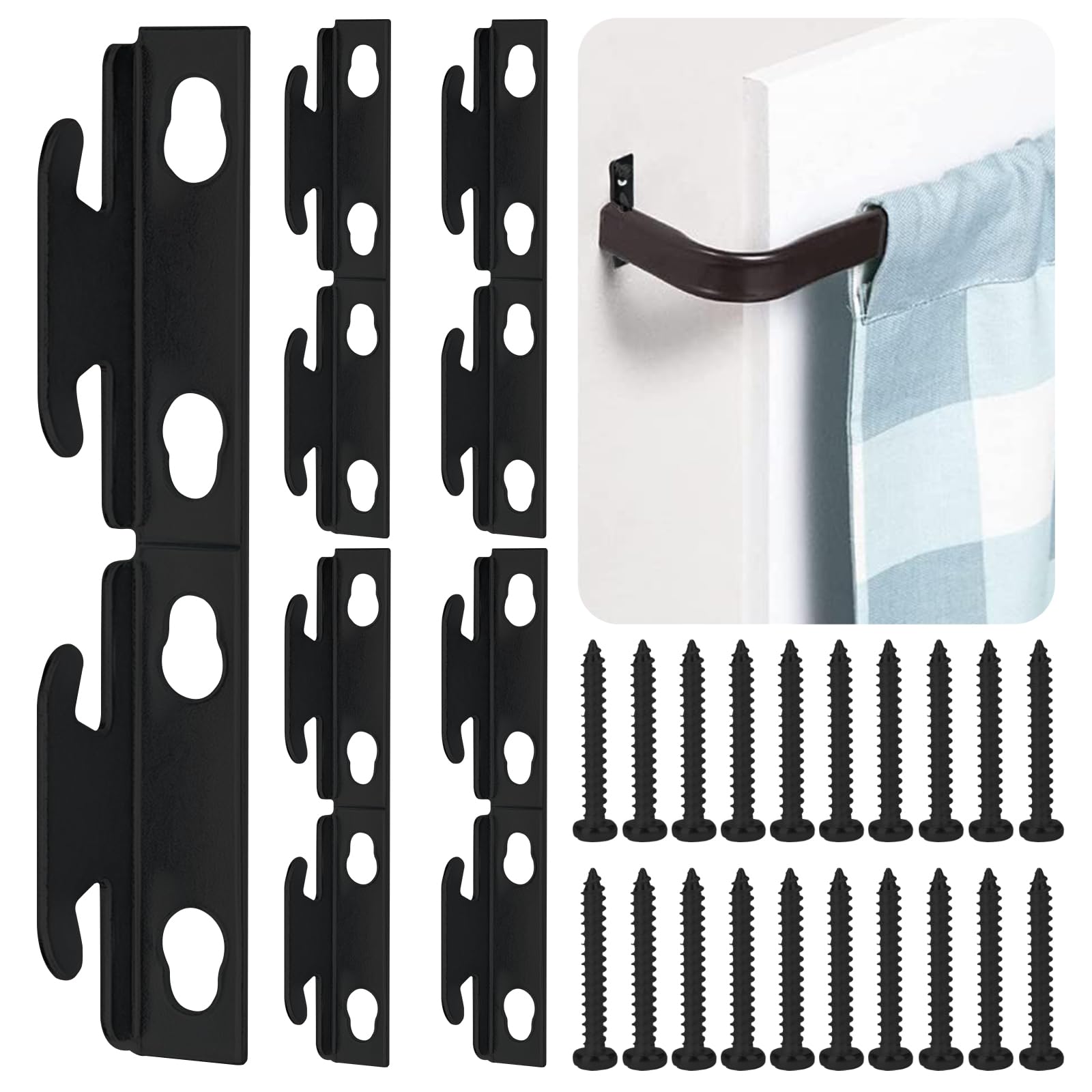 Snapklik.com : Black Curtain Rod Bracket Curtain Rod Hardware Brackets
