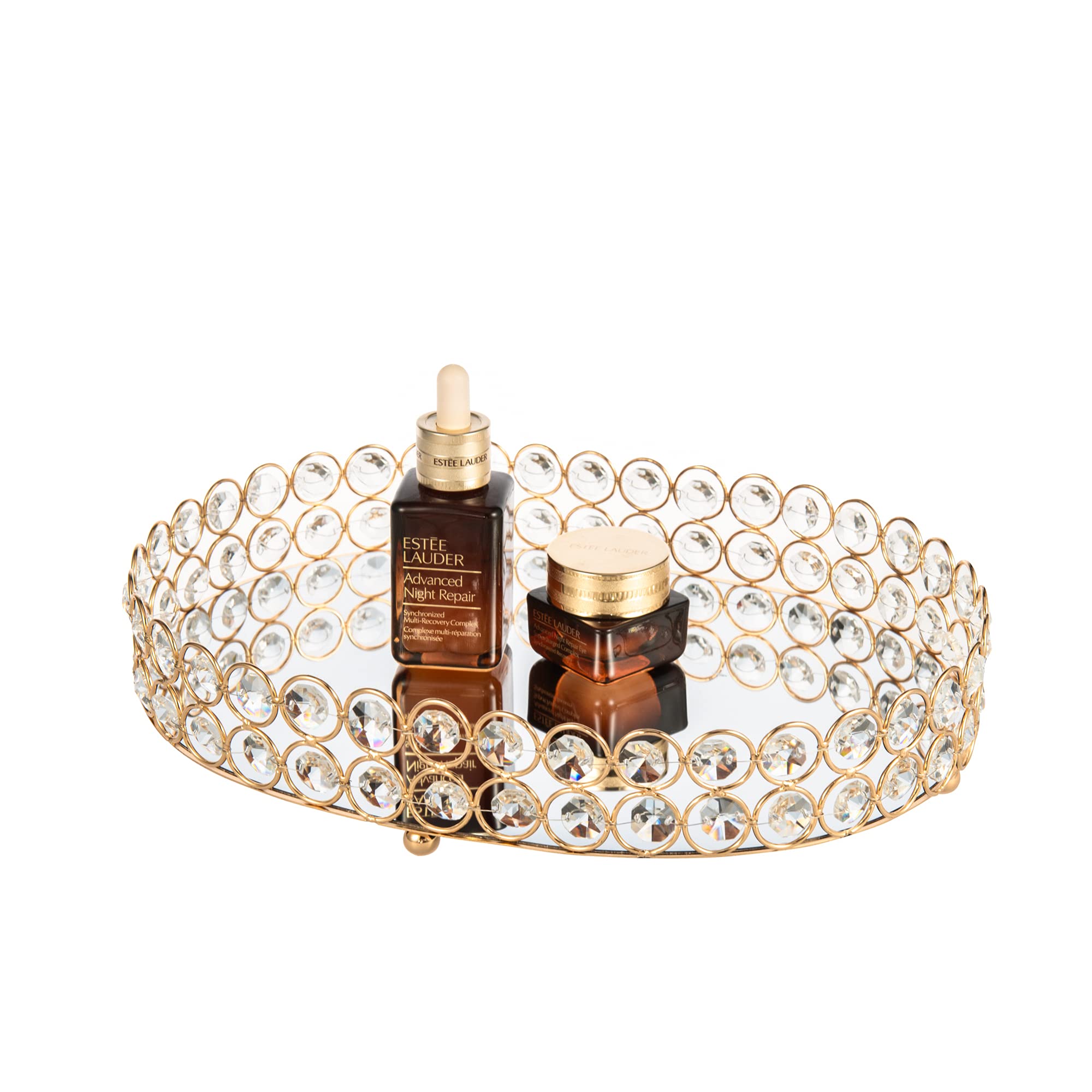 Feyarl Crystal Vanity Makeup Tray Ornate Jewelry Trinket Organizer