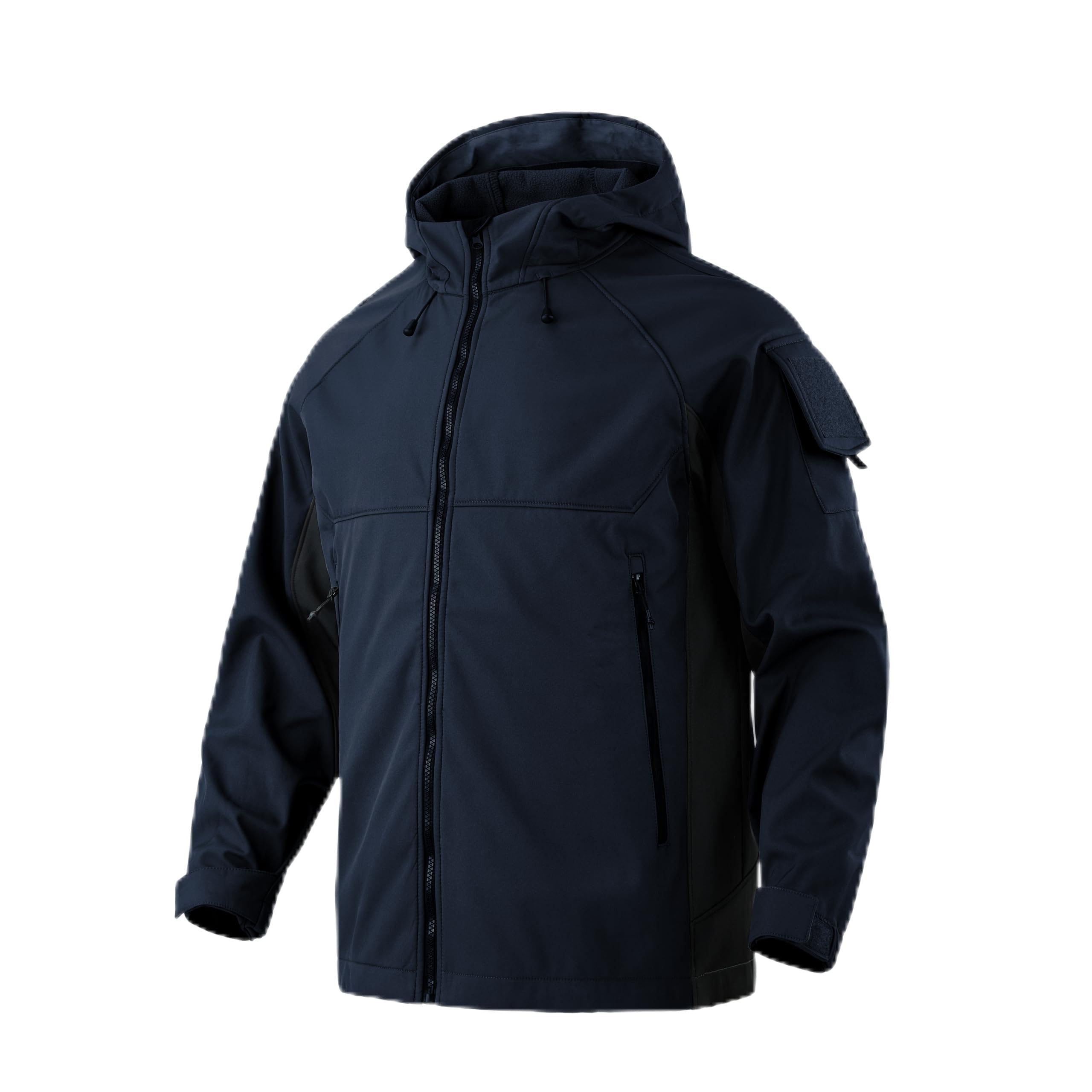 Chaqueta de invierno Softshell para hombre, 4 bolsillos, impermeable, cortavientos, con forro polar, chaqueta con capucha para senderismo, bicicleta, camping