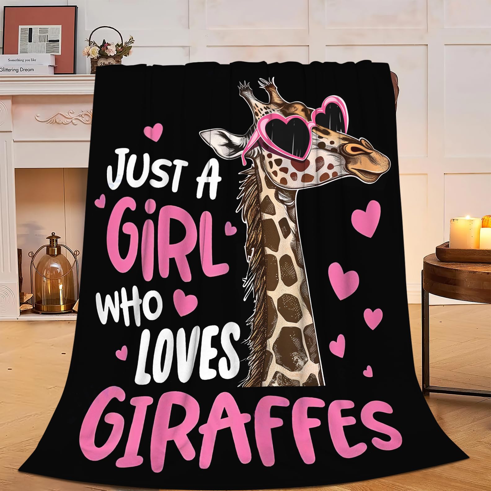Giraffe Blanket Super Cozy Soft Giraffe Throw Blanket Warm Plush Fluffy Just a Girl Who Loves Giraffes Lightweight Fleece Flannel Gifts Blankets for Kids Adults 80"X60" — image 1