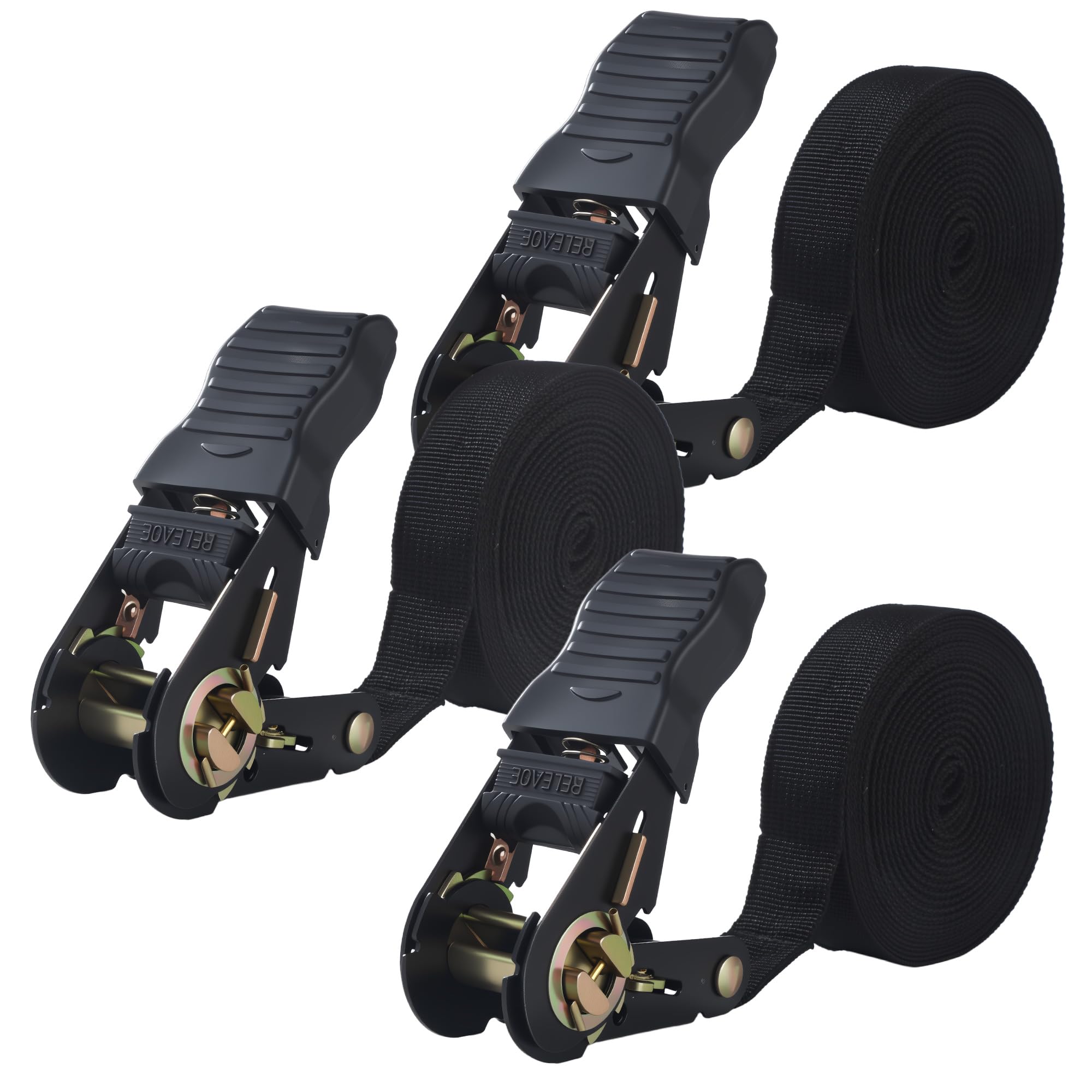 3 Pièces Noir Sangle a cliquet 6m x 25 mm, capacité de Charge de 1000 kg, Sangles à cliquer pour Camions, Voitures, Vélos, Sangle arrimage Din en 12195-2