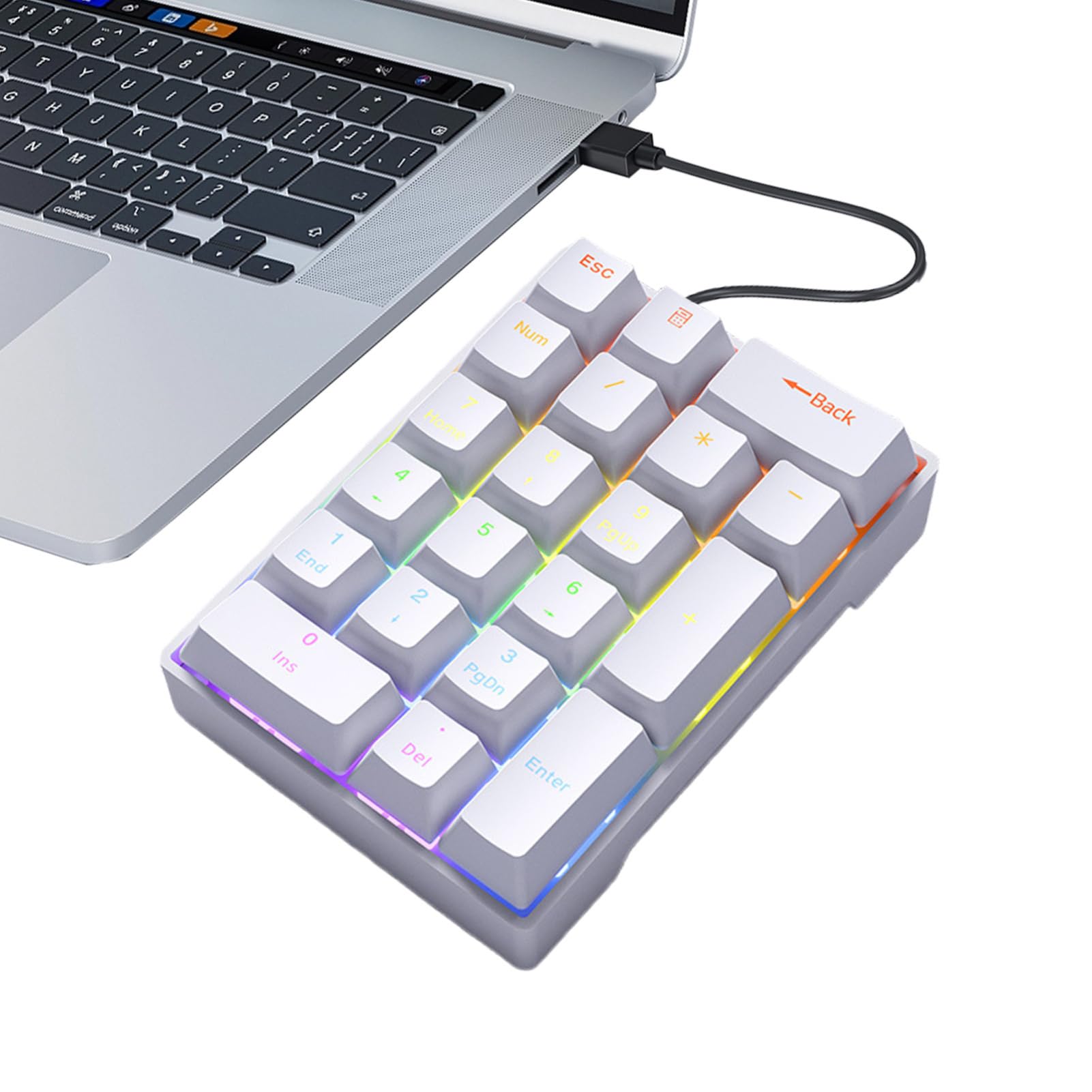 Mechanical Number Keypad, Portable USB Numeric Keyboard Pad, Plug and Play with Wired Connection, Tactile Input Device, Compact Layout with Slim Design, Office Accessory for PC Laptop Desktop