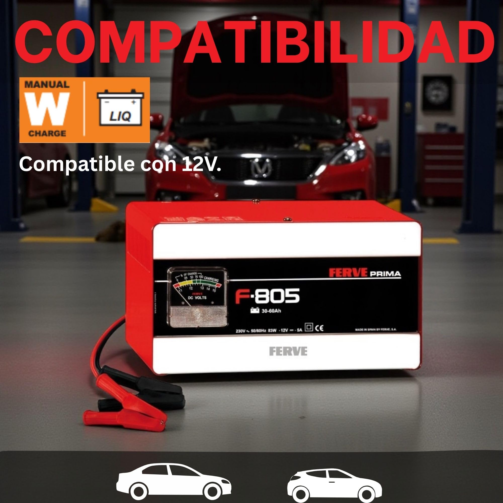 Ferve F-805 Cargador de Baterías de Plomo Ácido