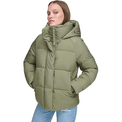 Levis Quilted Hooded Bubble Puffer lichen green