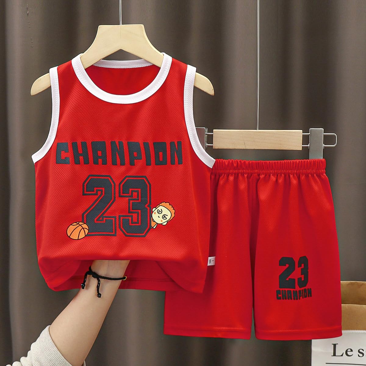 Conjunto de pantalones cortos deportivos para niño 2 piezas camiseta de baloncesto malla