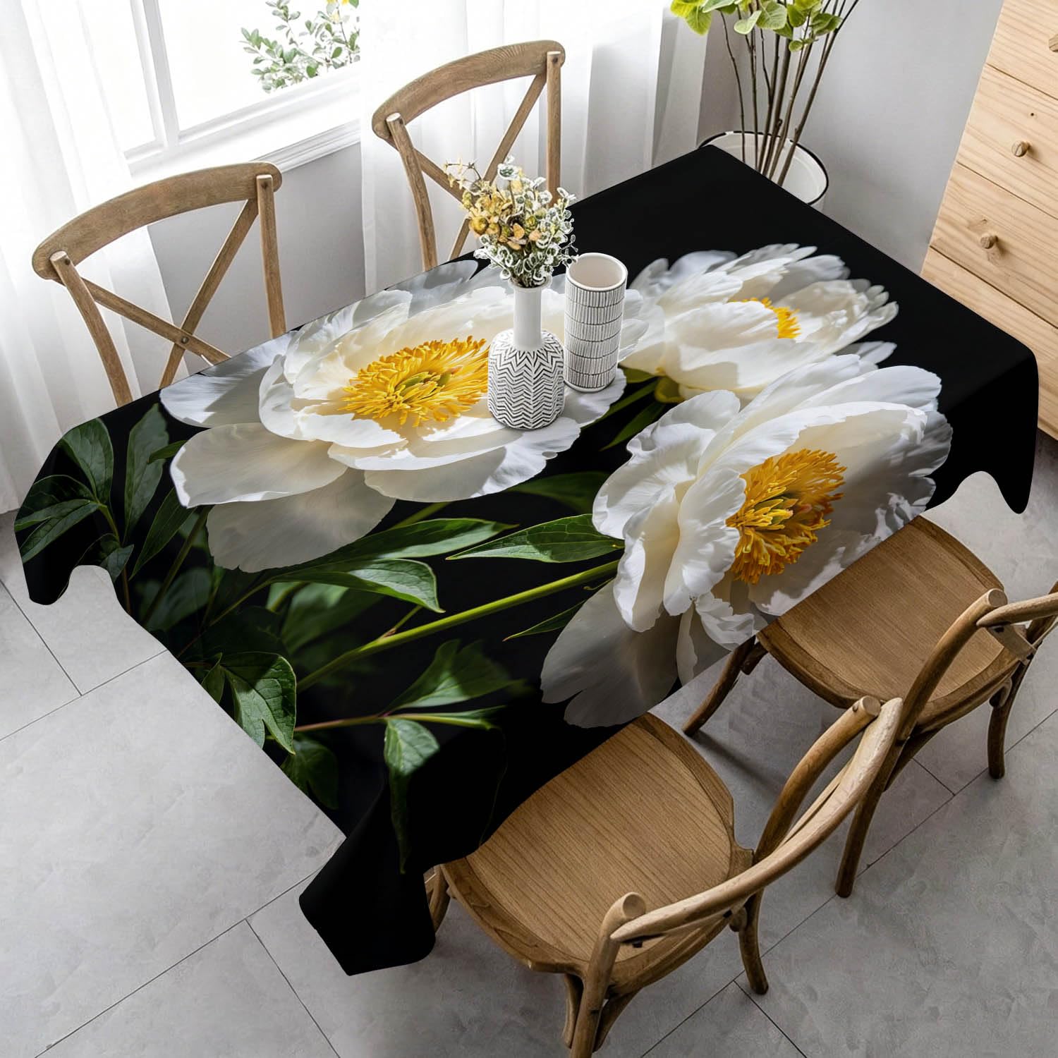 Tovaglia Rettangolare 160x240 cm Fiori Primaverili Poliestere