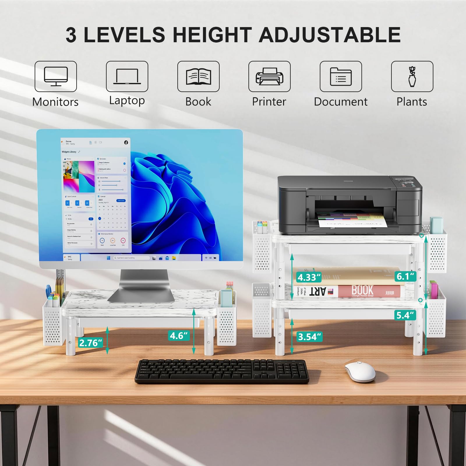 WALI Computer Monitor Stand with Storage and Pen Holder view 3
