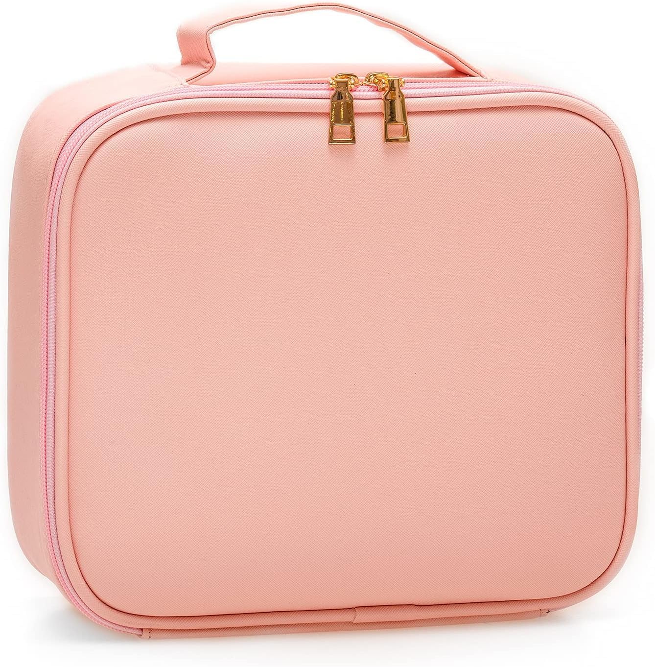 Cosmetic Bag, Makeup Organizer for Home & Travel, Vanity Bag with Dividers for Brushes, Toiletries, Cosmetics 26 x 23 x 9 cm - Rose Gold PU