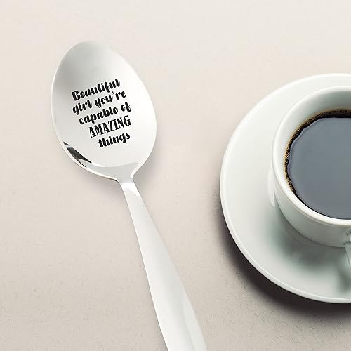 Miniatura 5 de Beautiful Girl You are Capable of Amazing Things - Cuchara de acero inoxidable grabada | El mejor regalo motivacional | Regalos para mujeres,