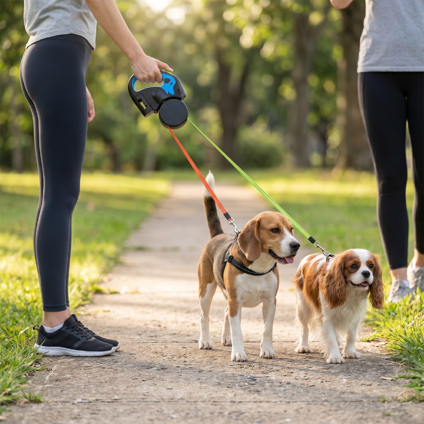 Laisse Double rétractable pour Chien, Chargement USB à 360 °, sans emmêlement