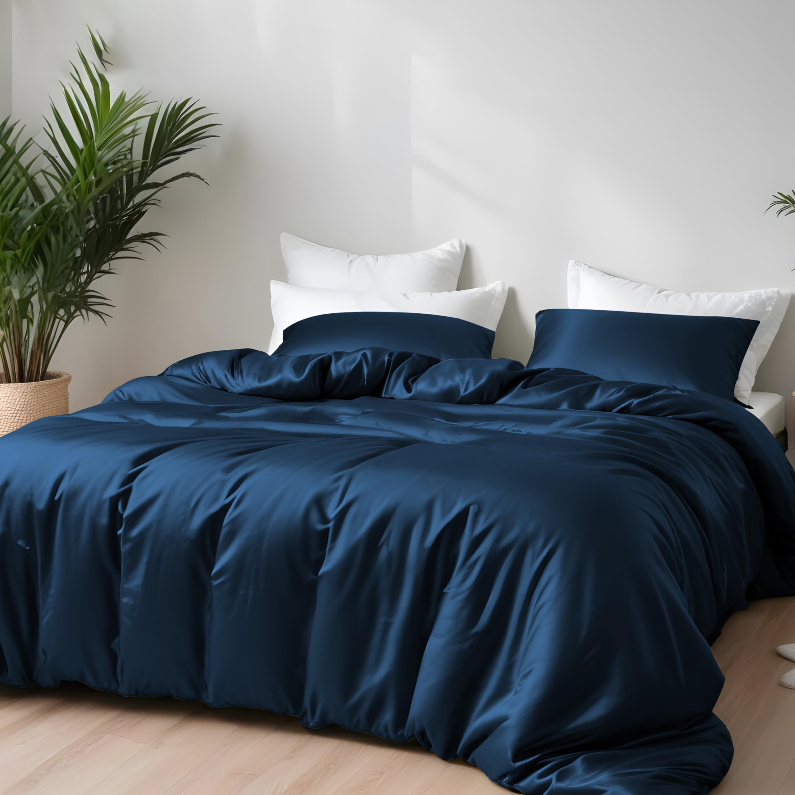 LINENWALAS 100% Natural Bamboo 2-Piece Duvet Cover Set including Zipper and Corner Ties- Softest Cool Bedding Perfect for Skincare (Single
