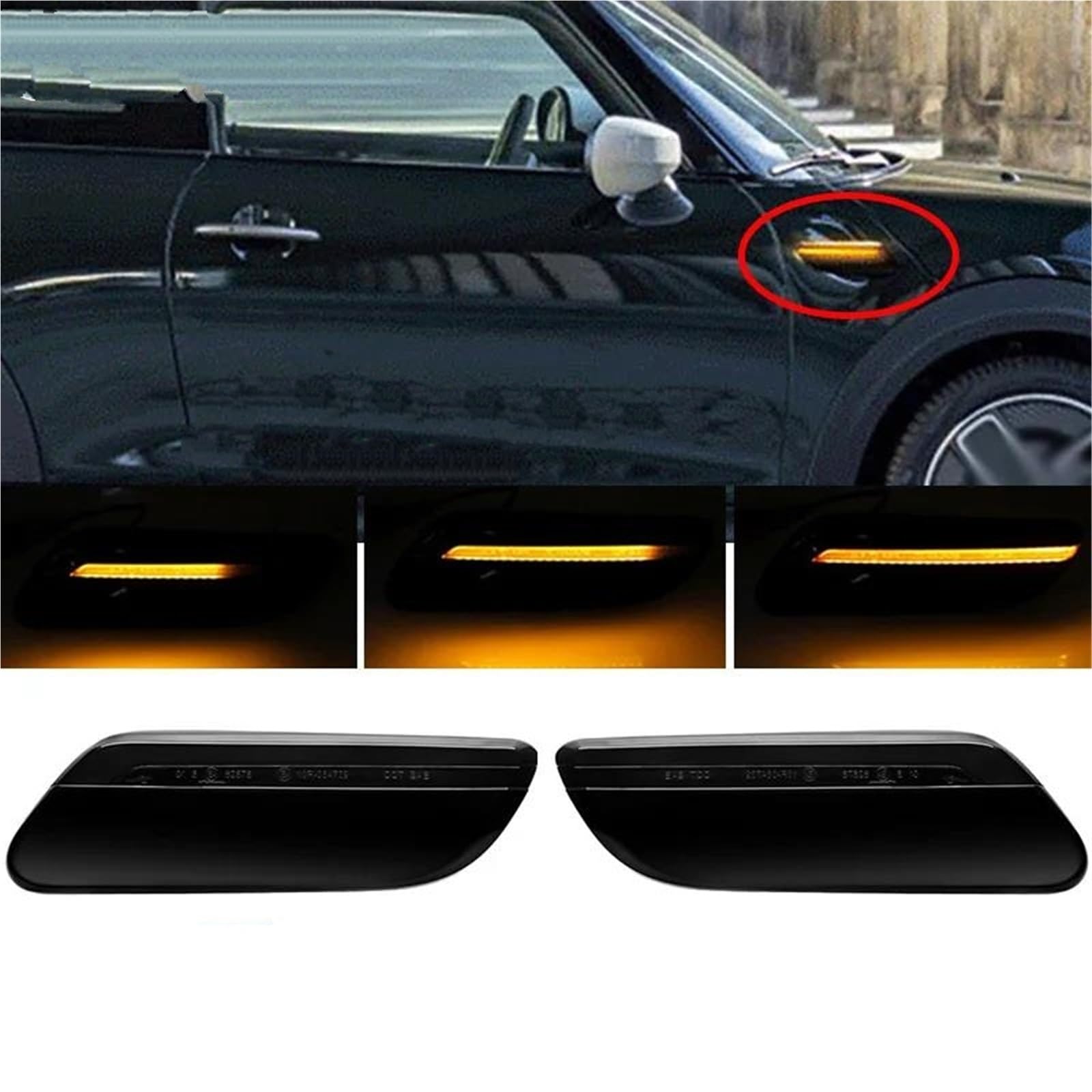Genérico Luces Giro Indicadoras Luz LED De Posición Lateral Para Coche, Intermitente Dinámico Para Mini Para Cooper F55 F56 F57 LCI2 2014-2022. Indicador Lateral