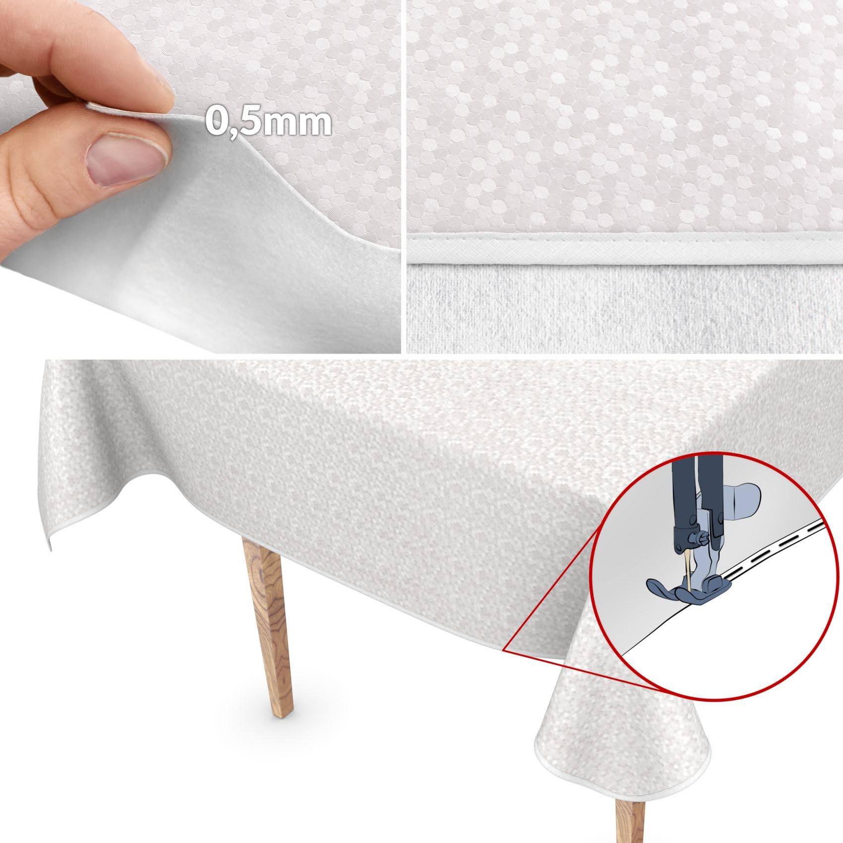 Premium Mantel de hule para mesa Mantel de vinilo Mantel de mesa de hule lavable 350x150cm Lunares Blanco Nácar elegante a prueba de manchas