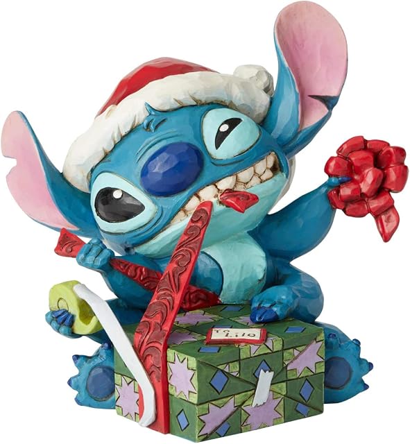 Disney Traditions Stitch with Santa Hat Figurine